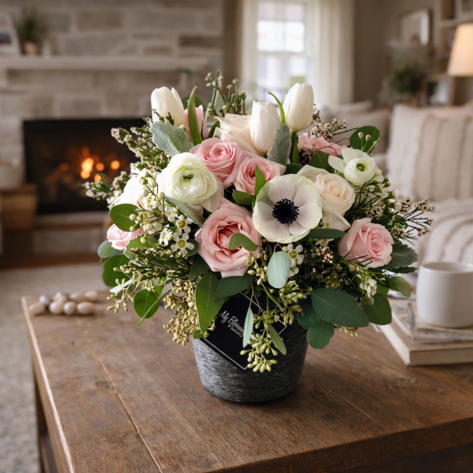 .Our Vivian arrangement is a full traditional style bouquet, but versatile to
