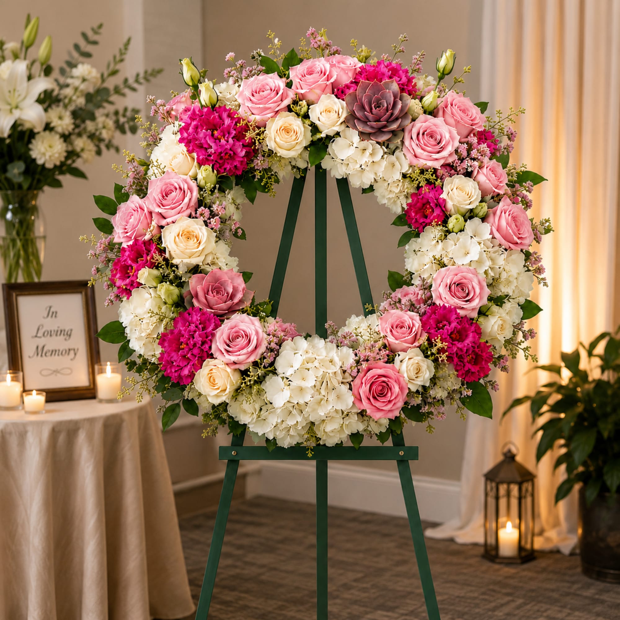 Celebrate a beautiful life with our Cottage Garden Wreath, a graceful tribute, photo 2 of 2