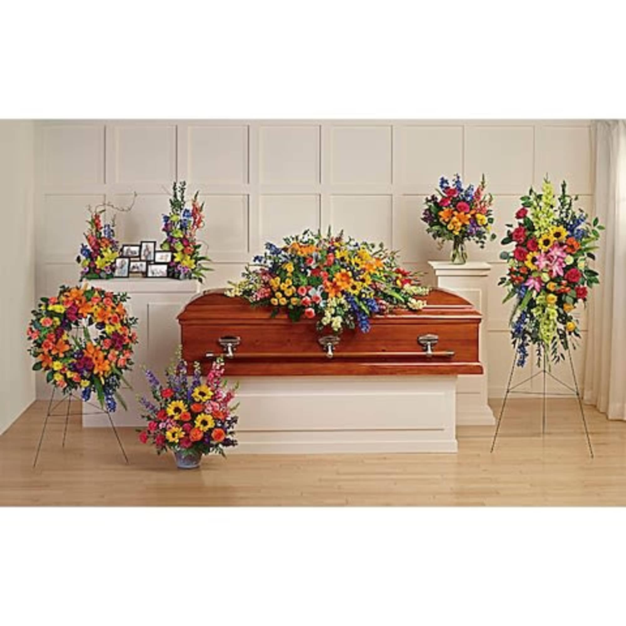Vibrant Tribute Funeral Set in Bakersfield, CA | Julis Flower Shop