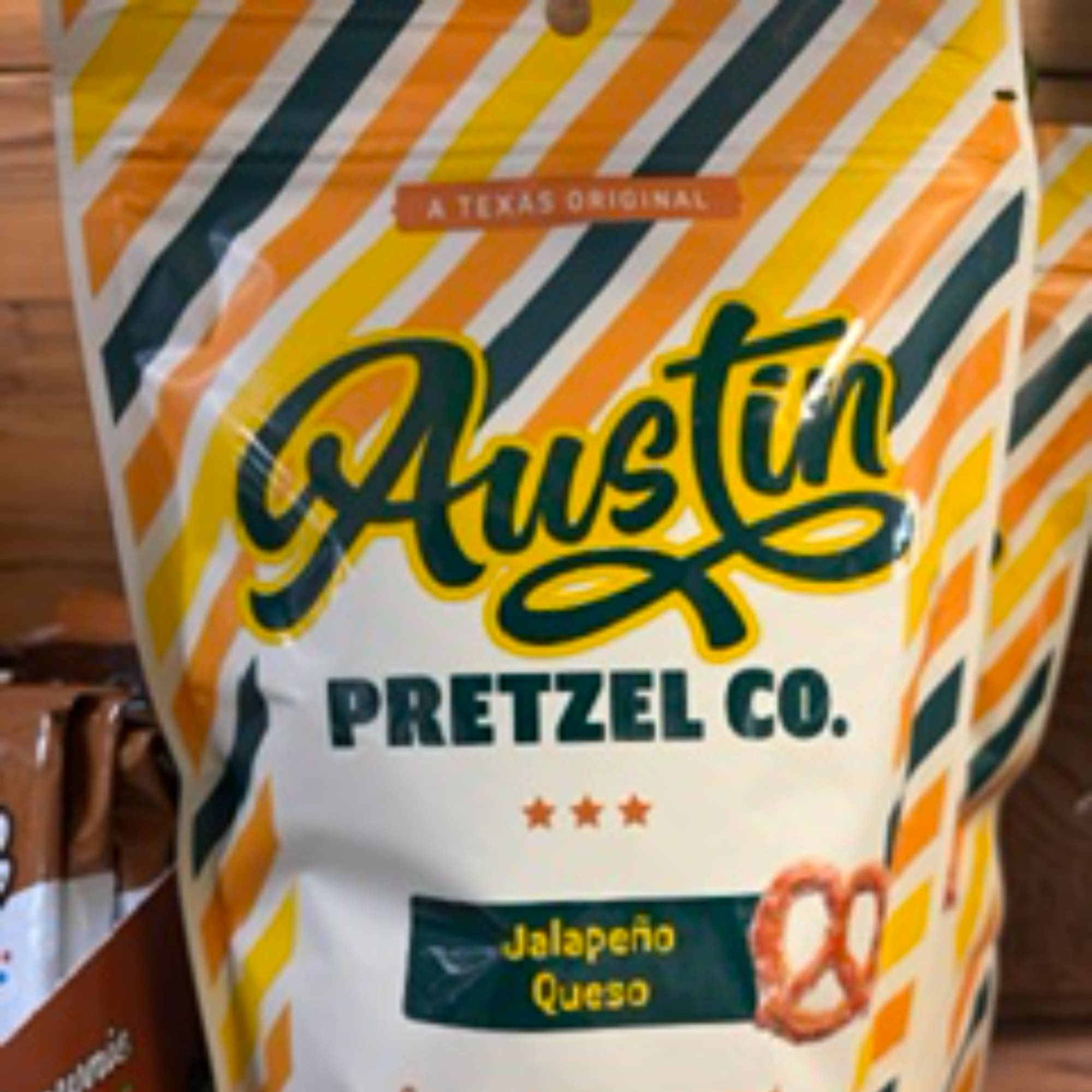 Bag of Austin Pretzel Co. jalapeño queso pretzels