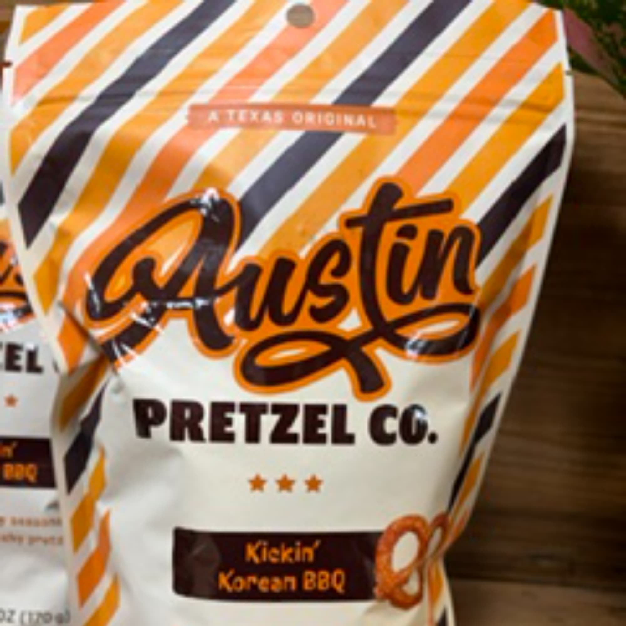Bag of Austin Pretzel Co. Kickin' Korean BBQ pretzels
