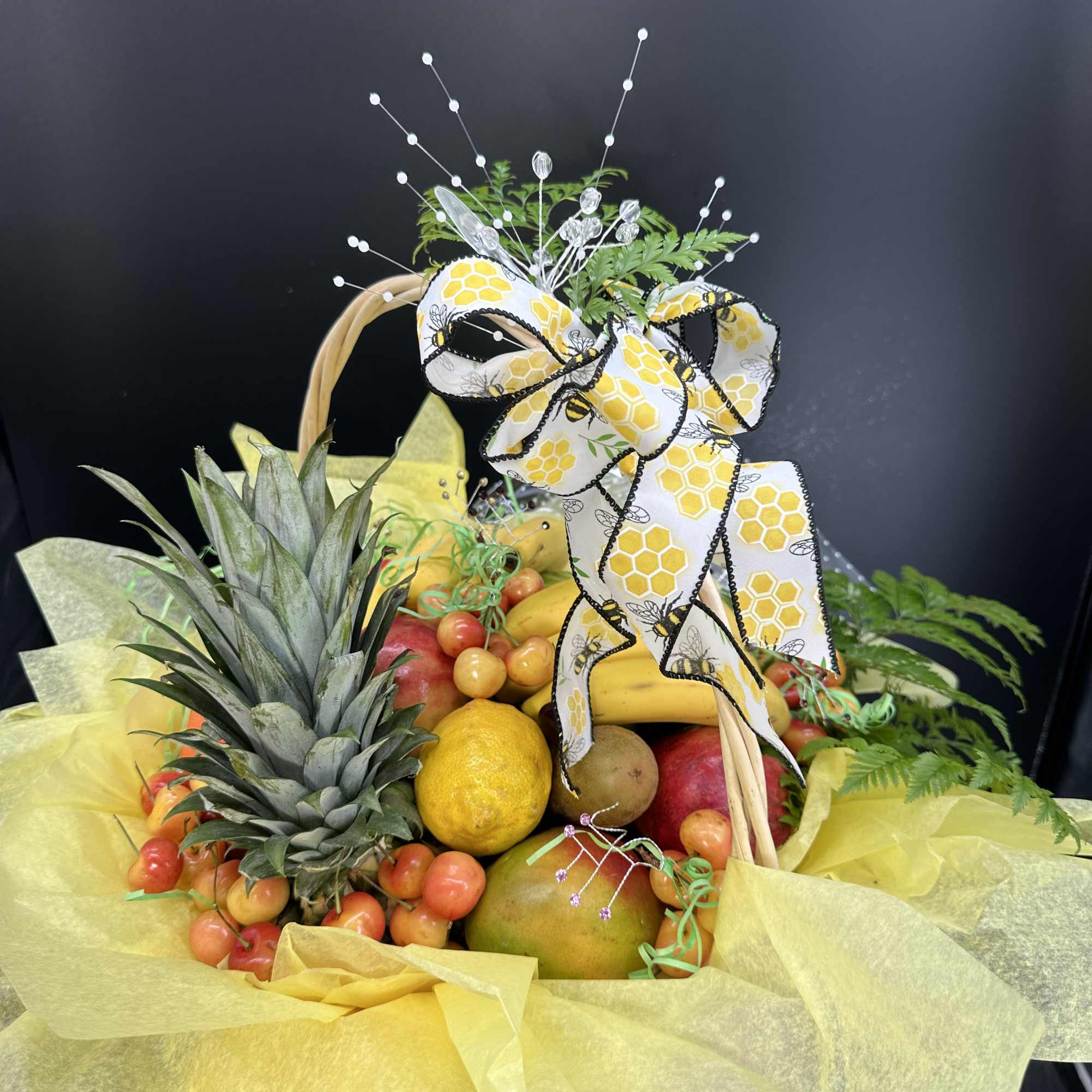 This handcrafted  fruits arrangement crafted with organic ,hand selected fruits sourced