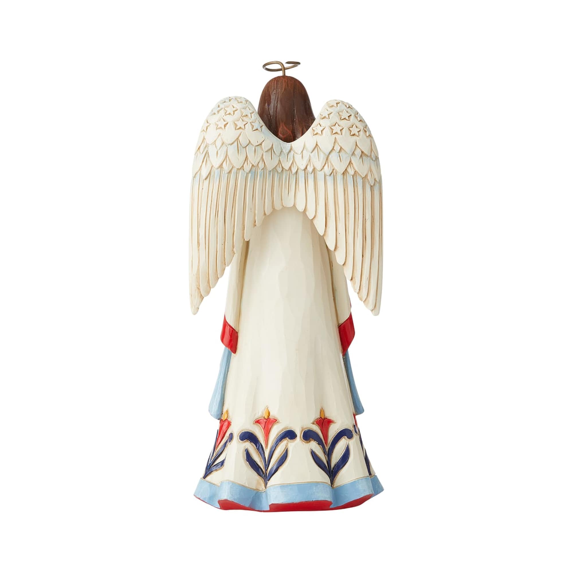 Decorative angel figurine with cream wings and a painted robe