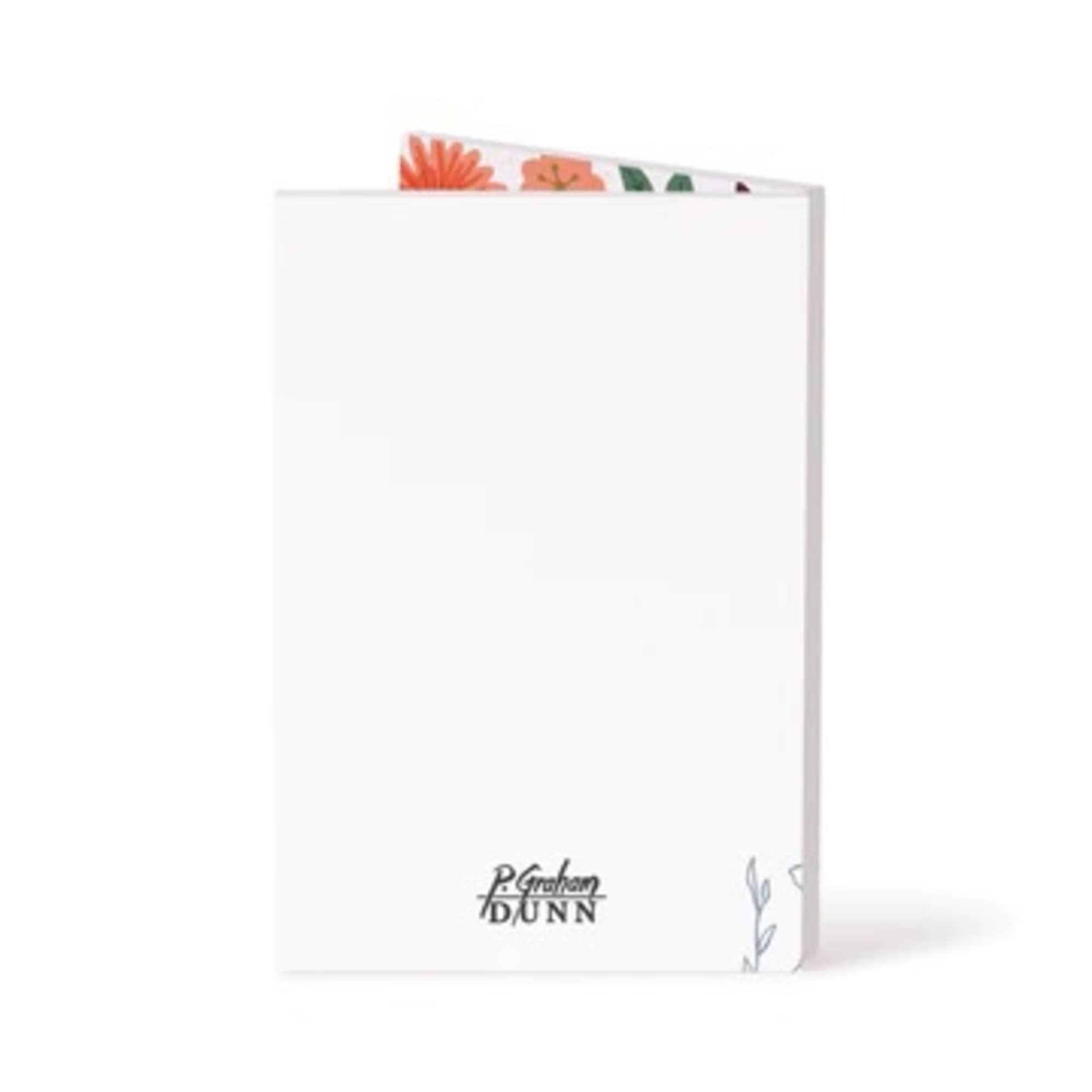 White greeting card with floral accents and a Graham Dunn logo