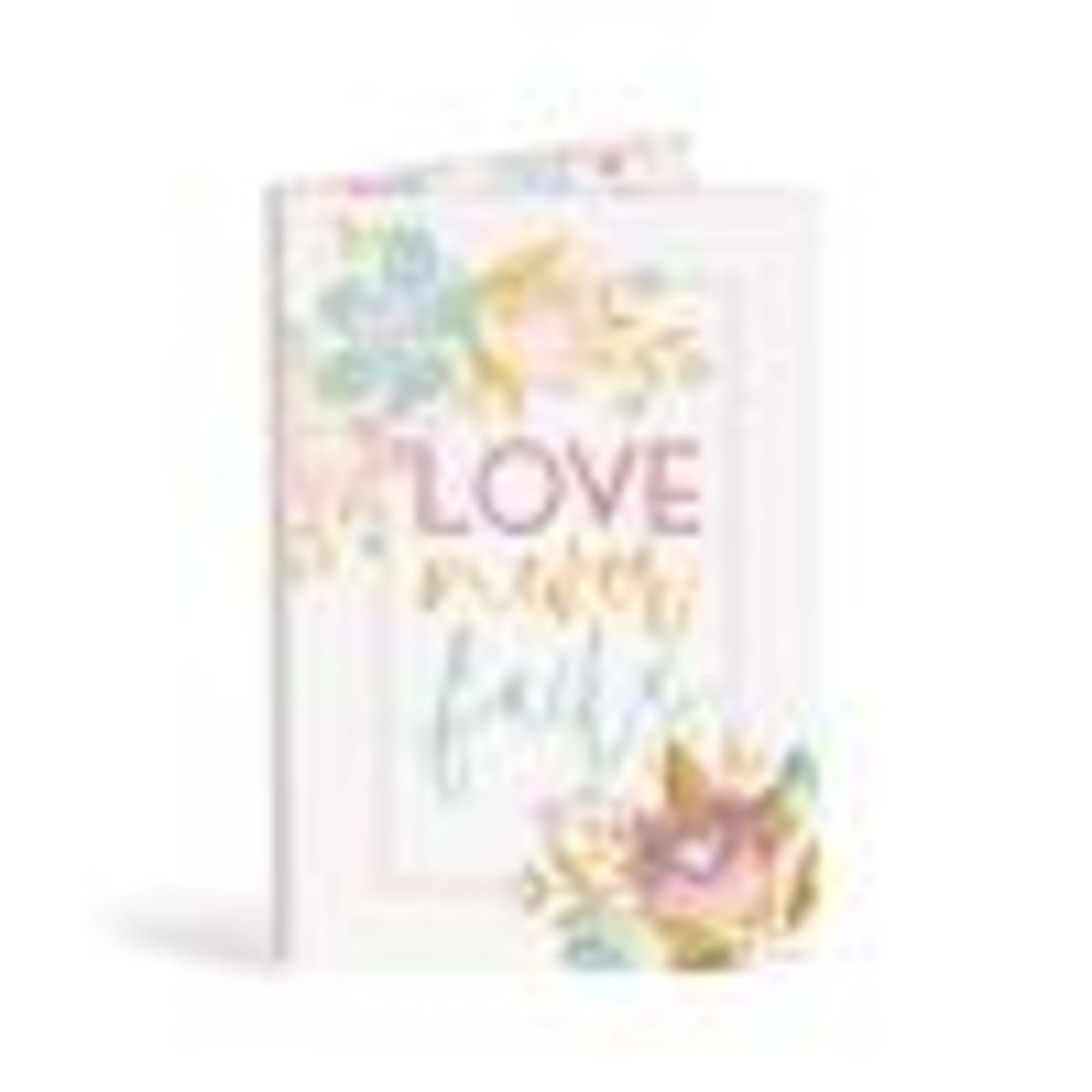 Pastel greeting card with flowers and the word LOVE