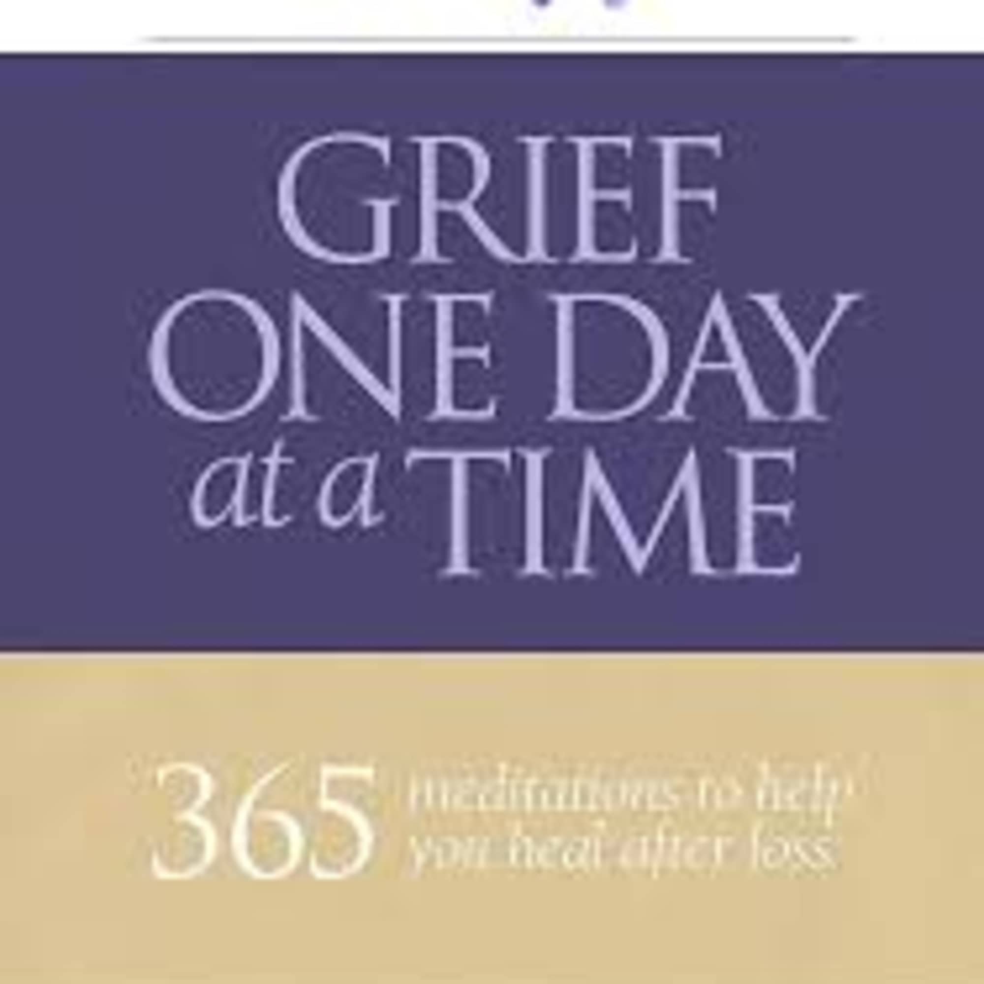 Purple grief awareness card with small flower icons