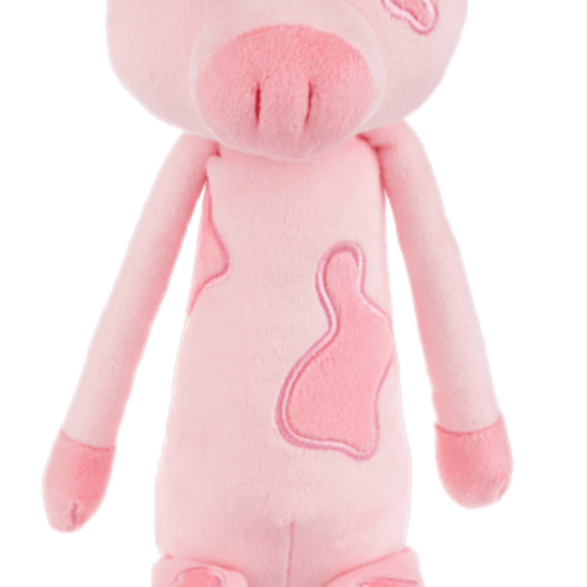 Pink plush pig stuffed animal with heart patches