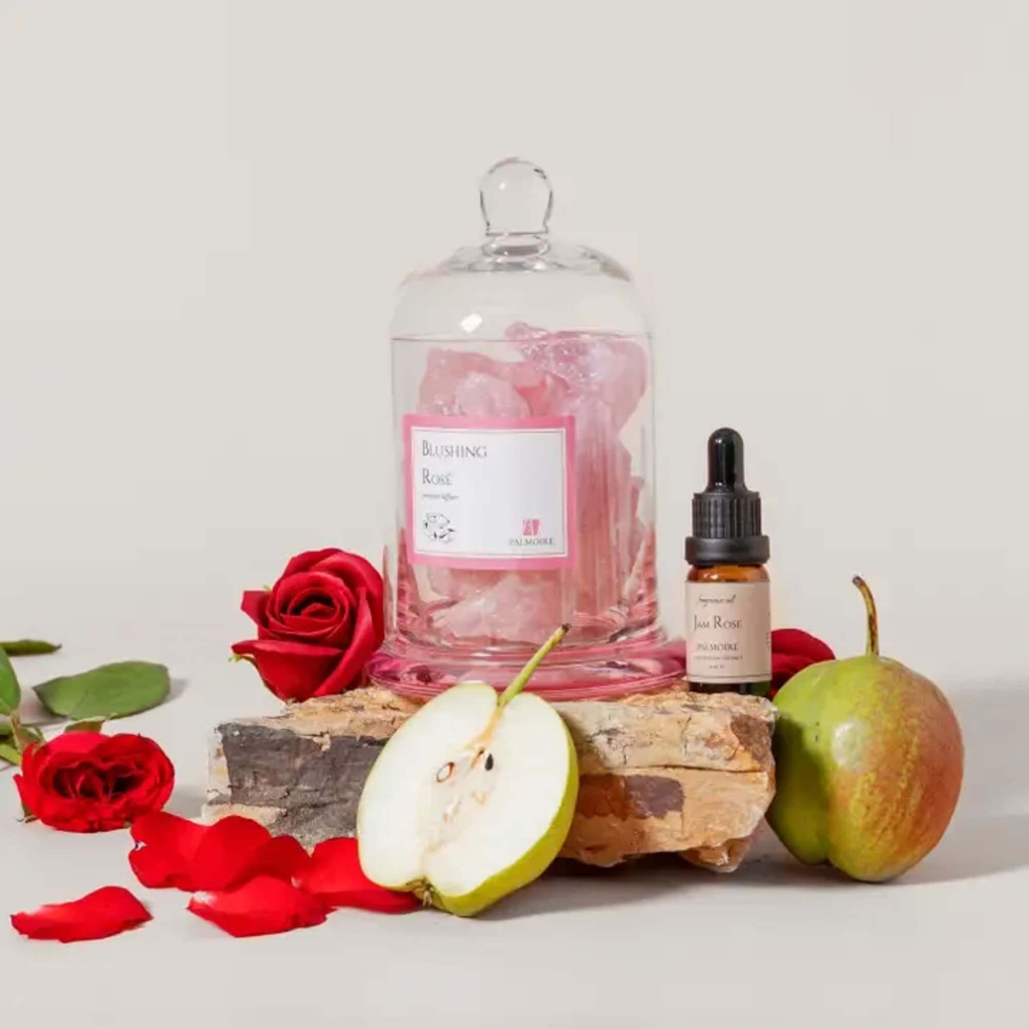 Our Blushing Ros&eacute; Gemstone Diffuser is paired with Jam Rose fragrance oil, photo 2 of 2
