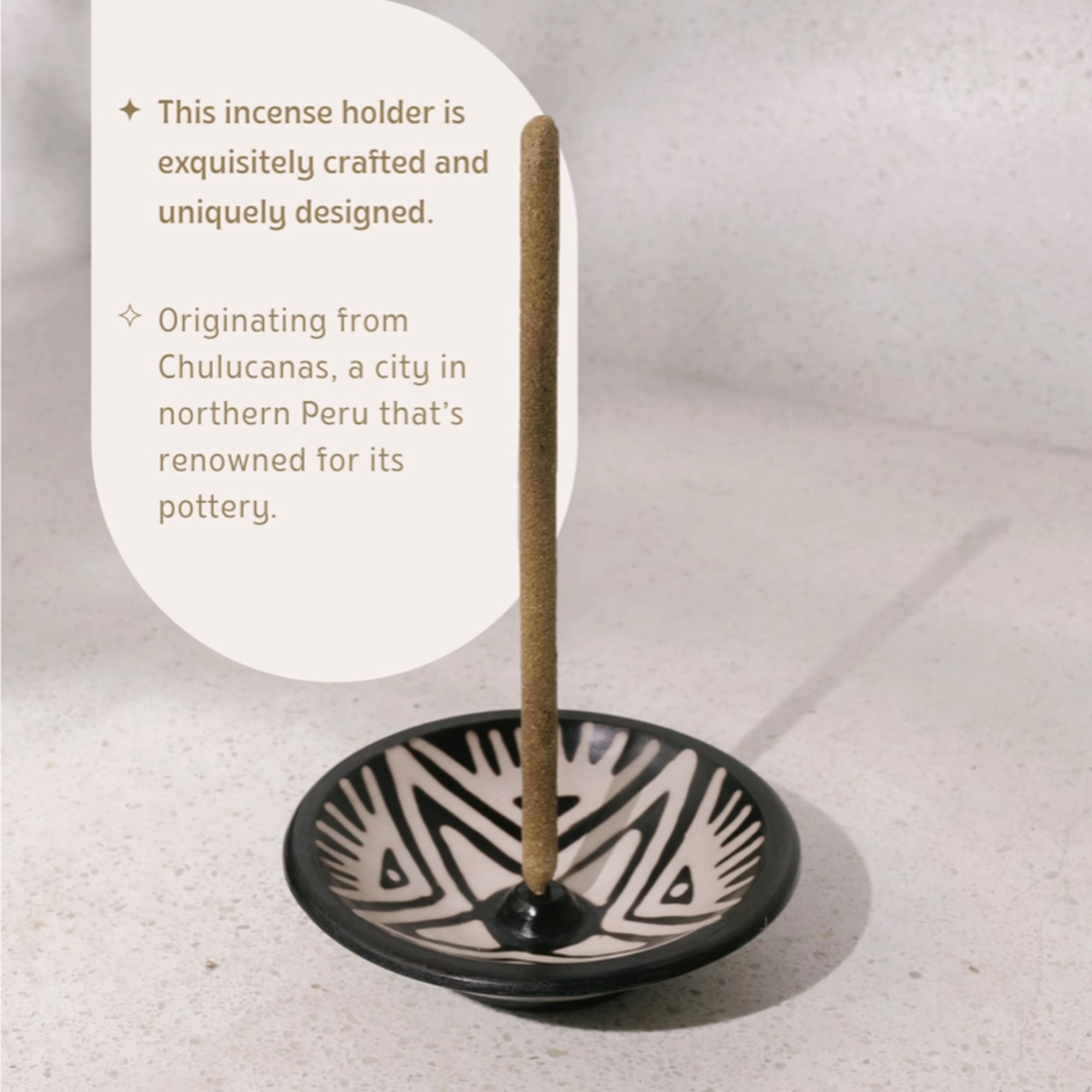 Ceramic incense holder with a single incense stick, photo 2 of 7