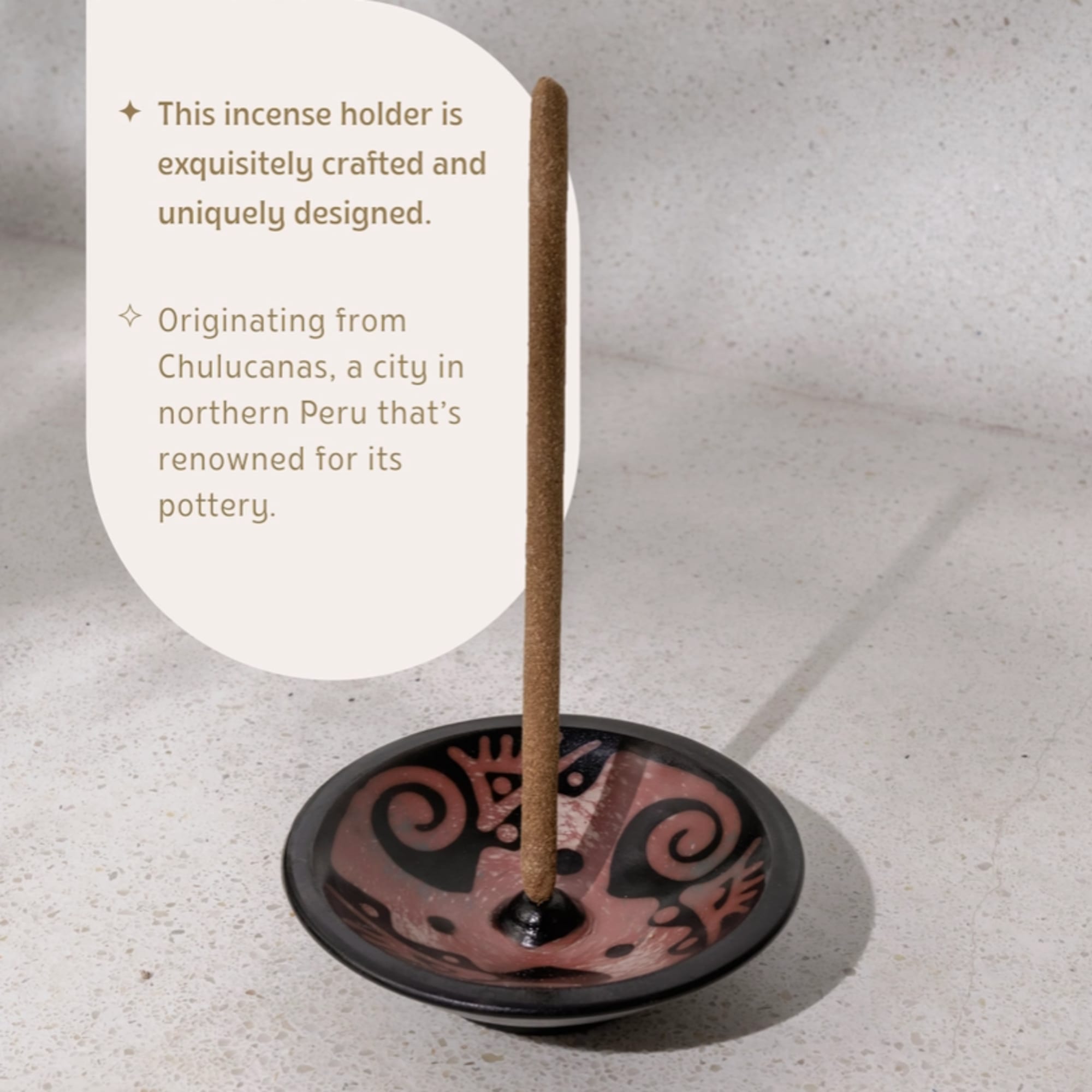 Ceramic incense holder with a single incense stick, photo 5 of 7