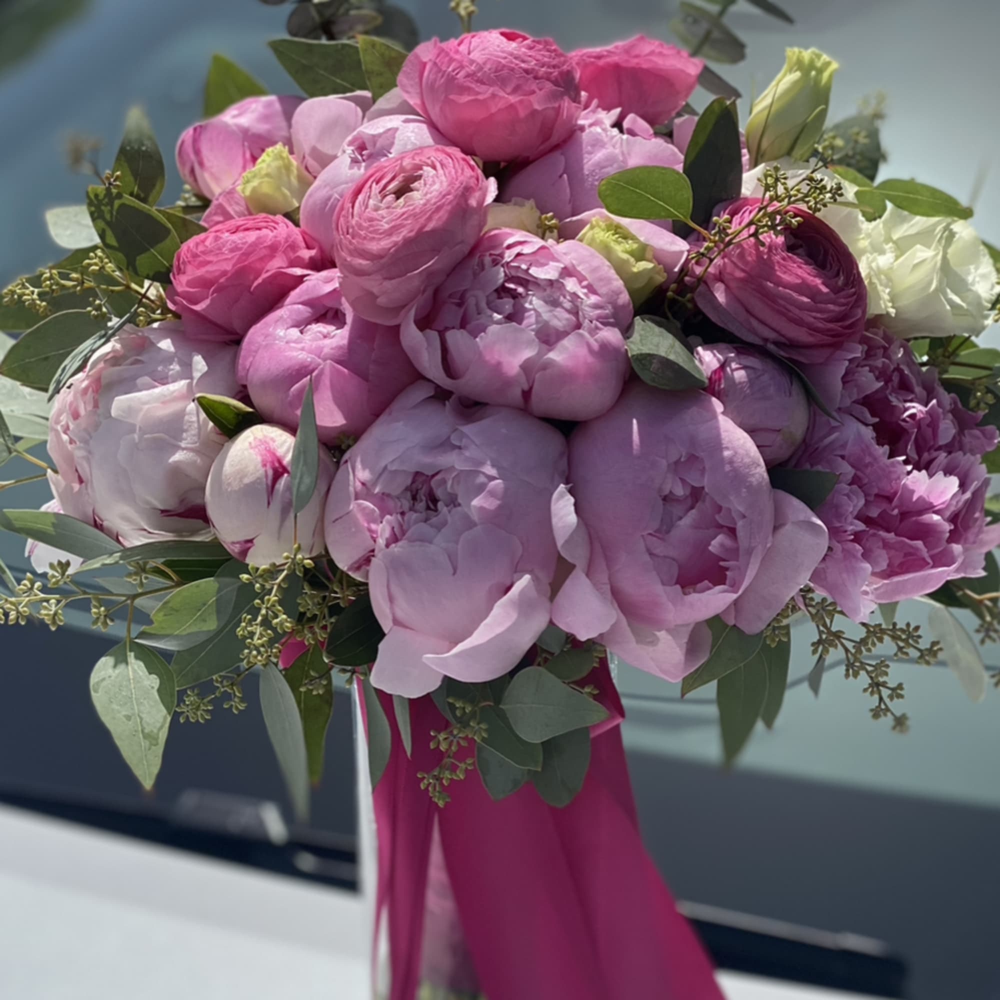 Bridal bouquet with peonies. Look at their color (the color of peonies, photo 2 of 2