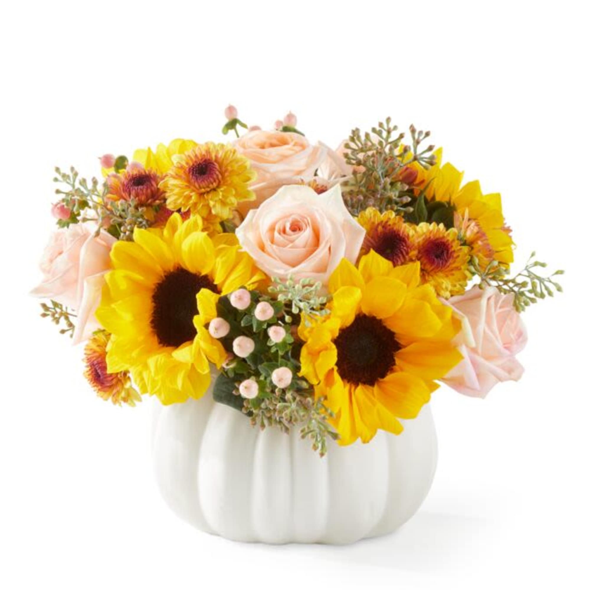 Give them something to talk about! This darling white ceramic pumpkin has