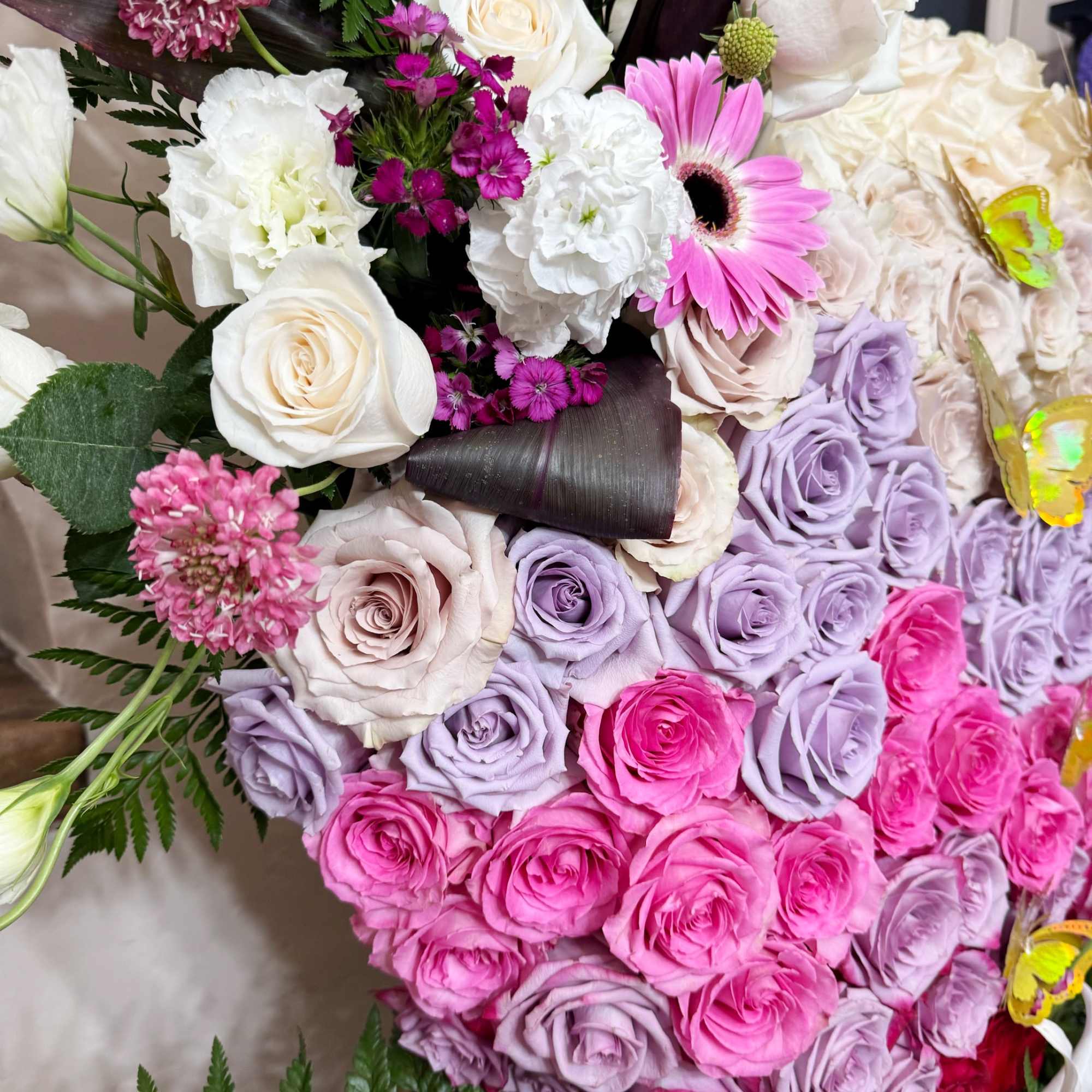 Celebrate a beautiful life with our Ombre heart-shaped standing spray. Featuring a, photo 2 of 2