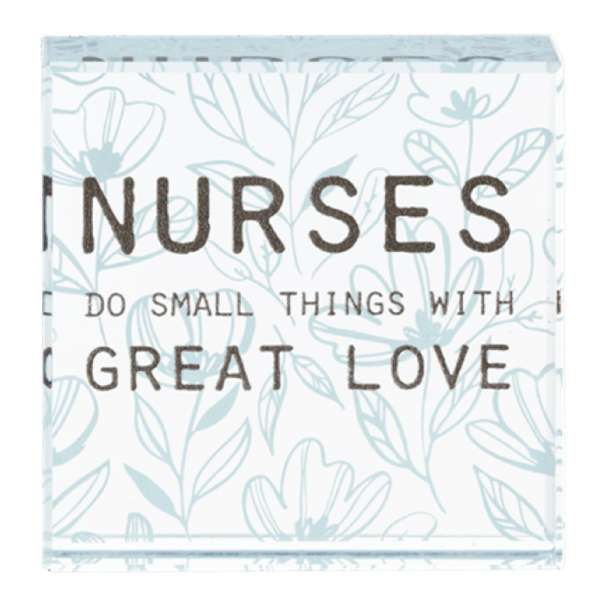 Decorative sign with the word NURSES and floral line art