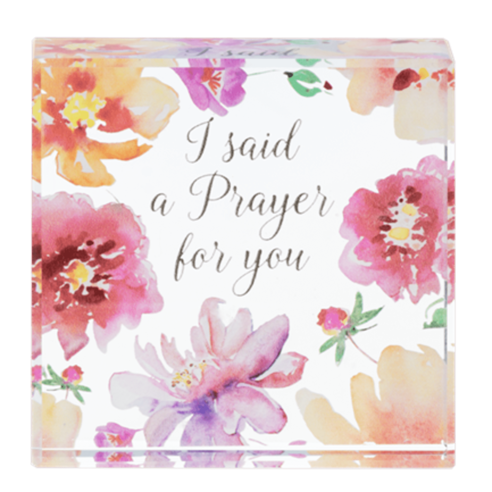 Floral prayer card with watercolor flowers and the words "I said a Prayer for you"