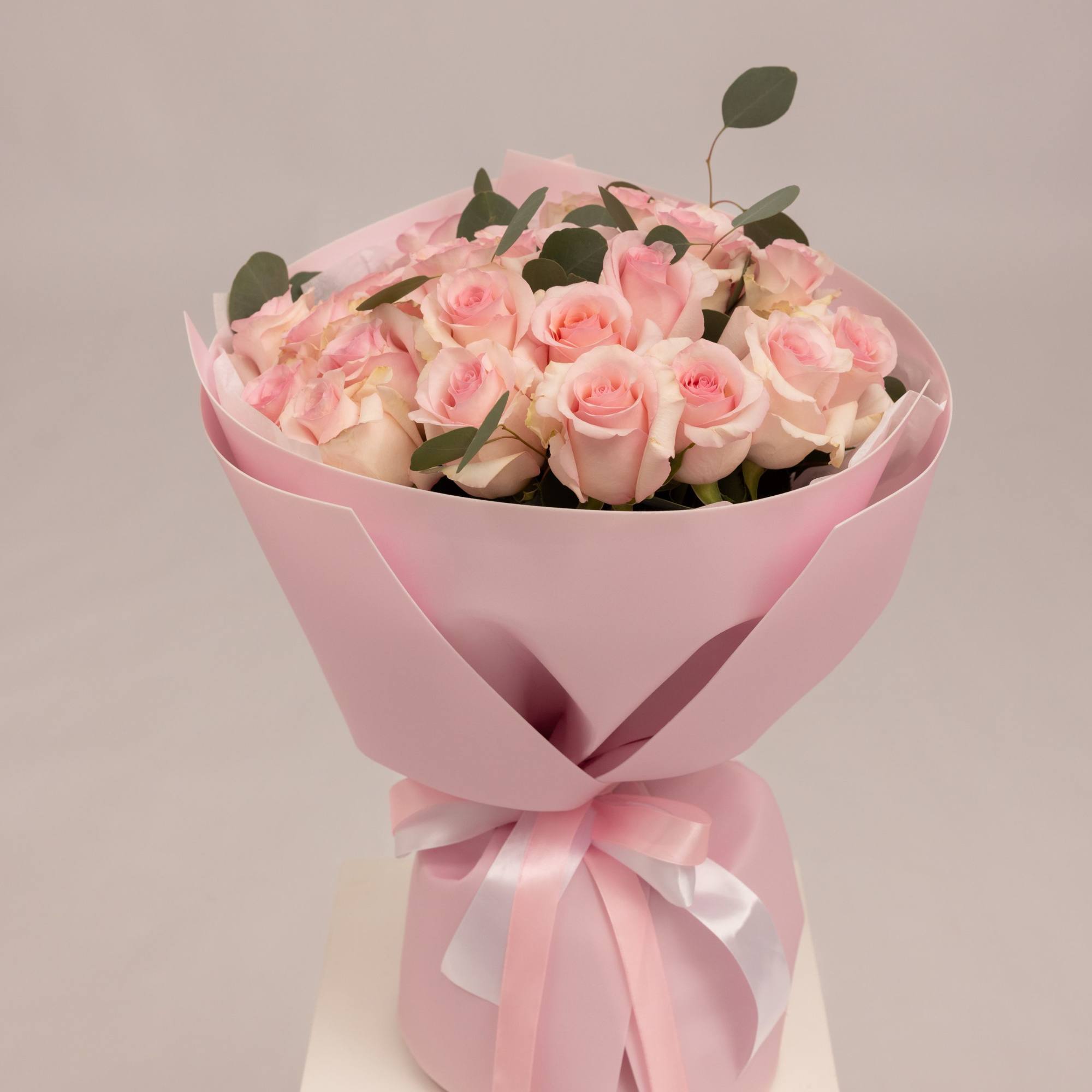 A delicate bouquet of  premium roses in soft blush pink tones., photo 3 of 3