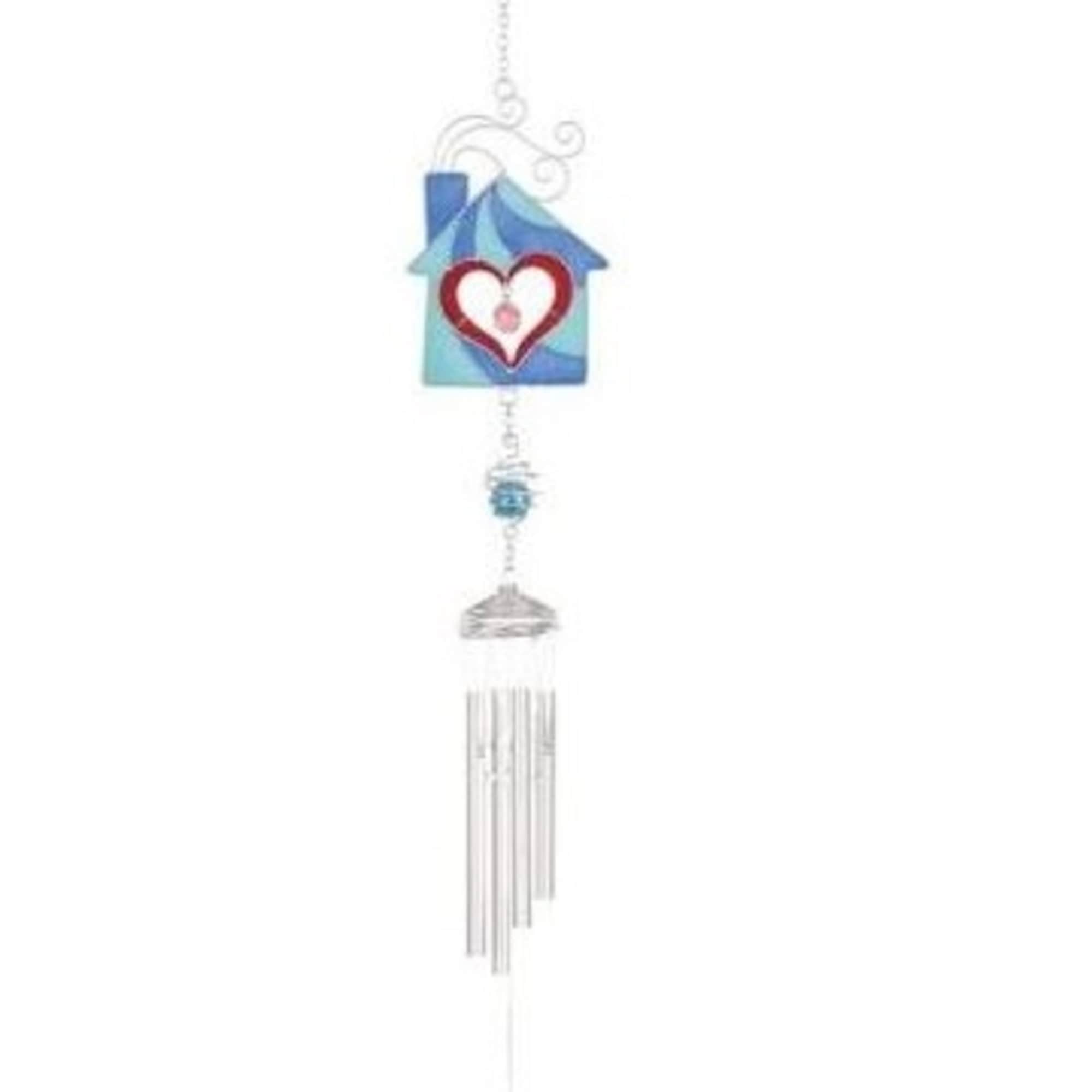 This colorful sun catcher mini chime is 26in long. Glass color will
