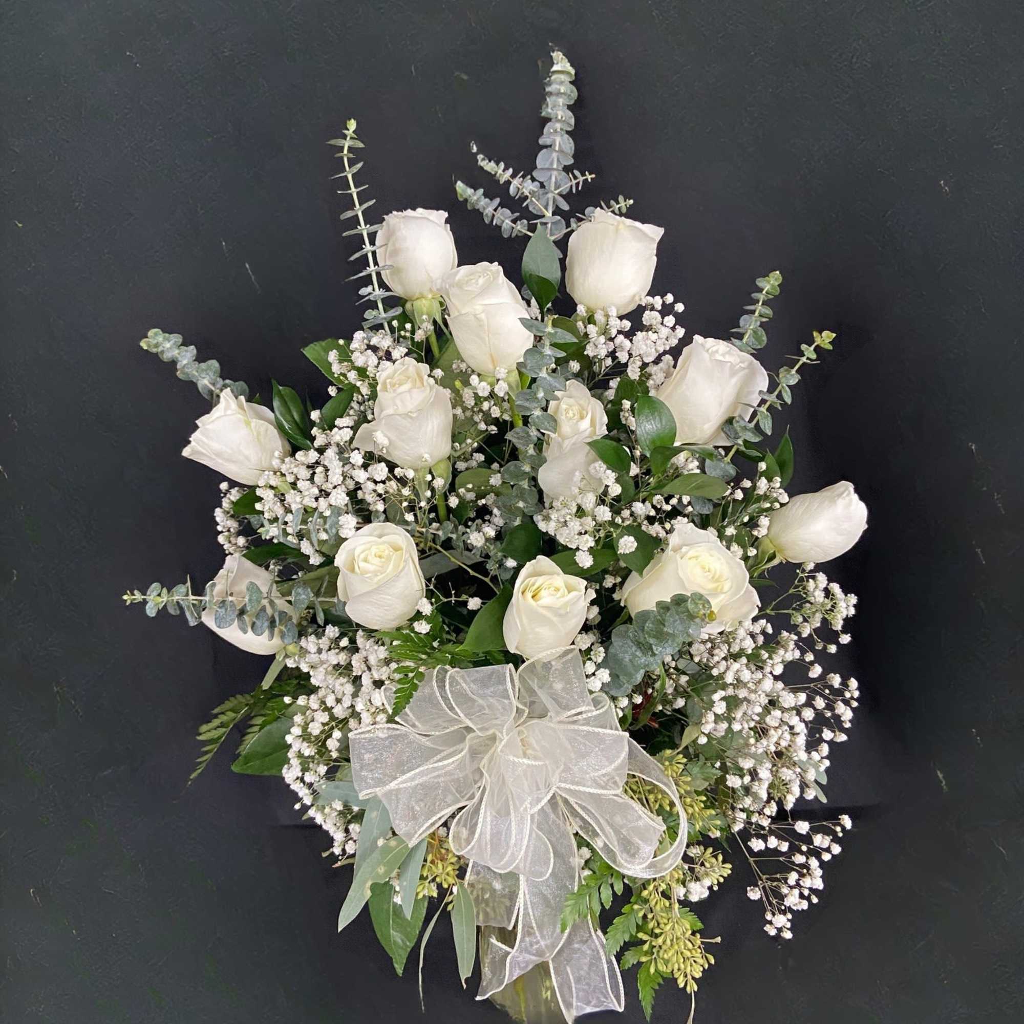 A dozen white roses are a classic gift! Perfect for Valentine's Day, photo 2 of 2