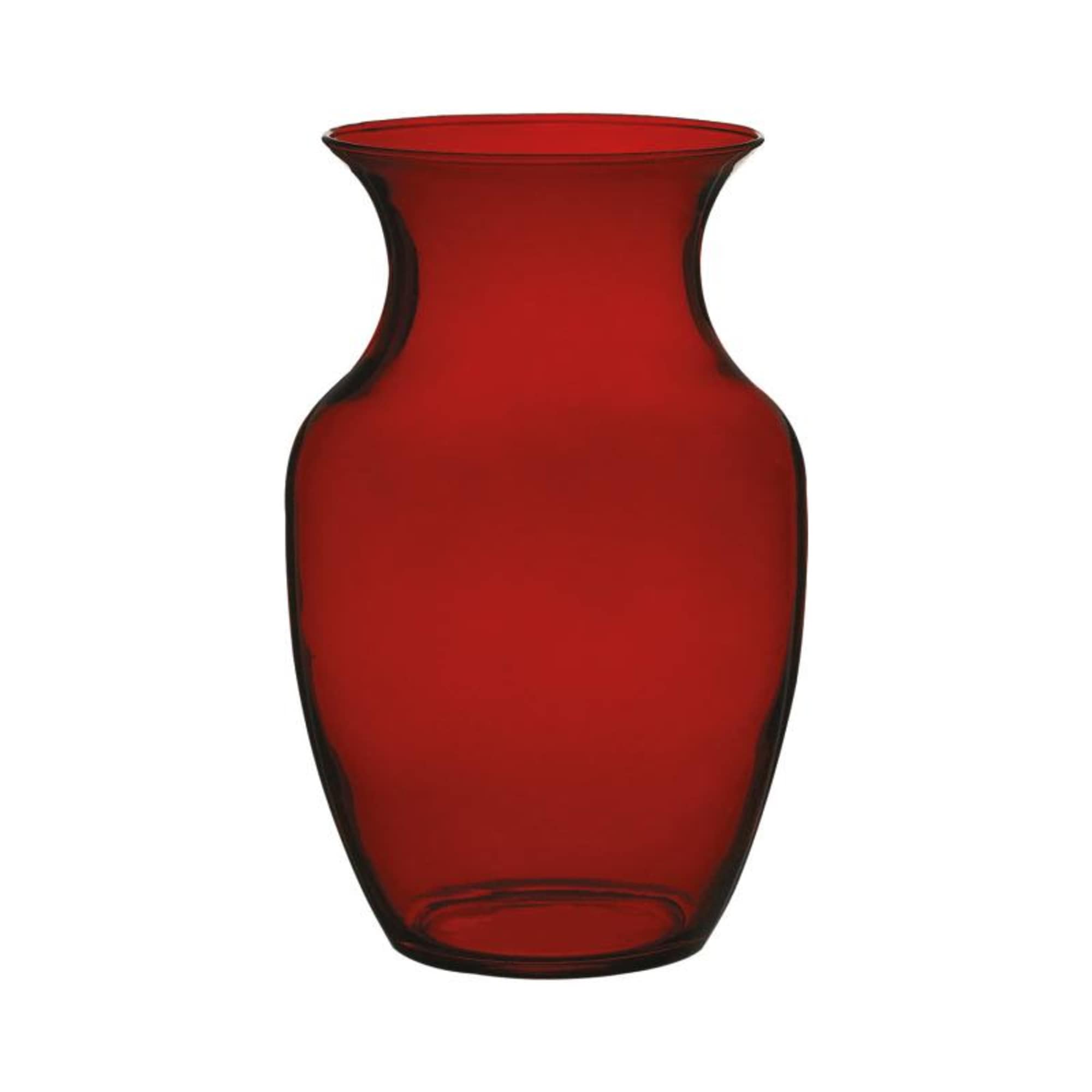 Red glass vase with a flared rim