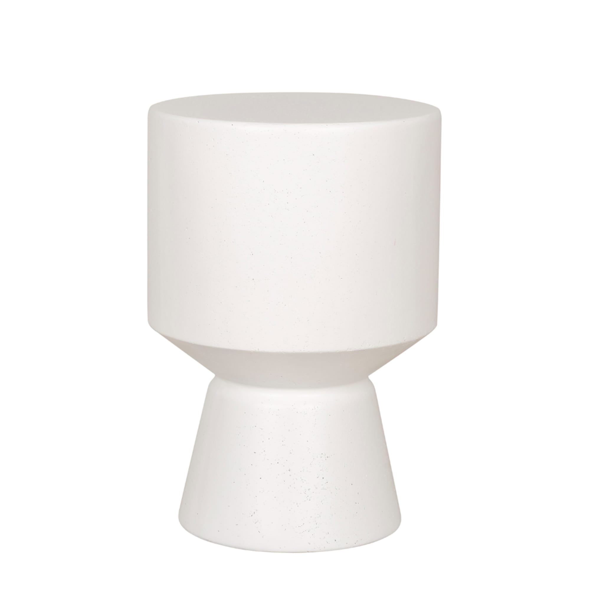 White ceramic pedestal vase on a plain background