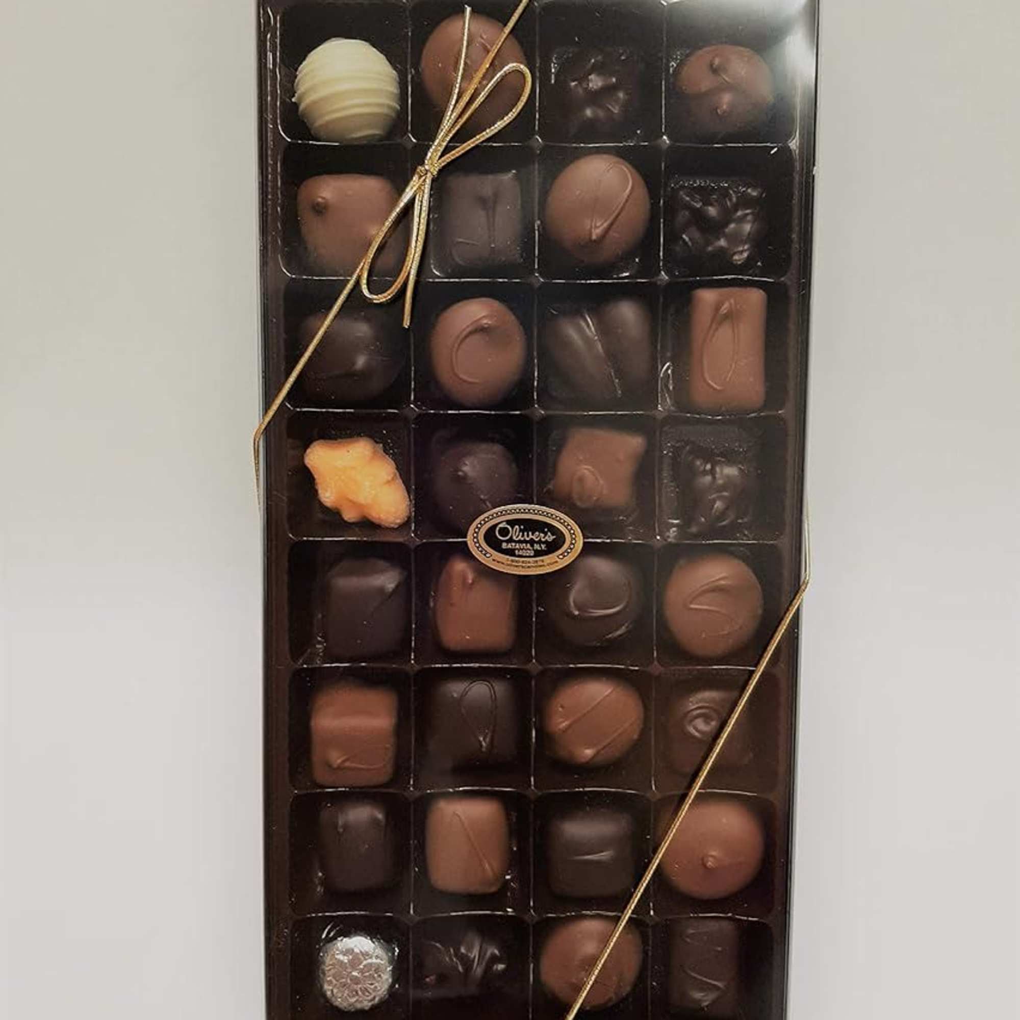 A box of assorted chocolates from Batavia's own Oliver's Candies. Please choose