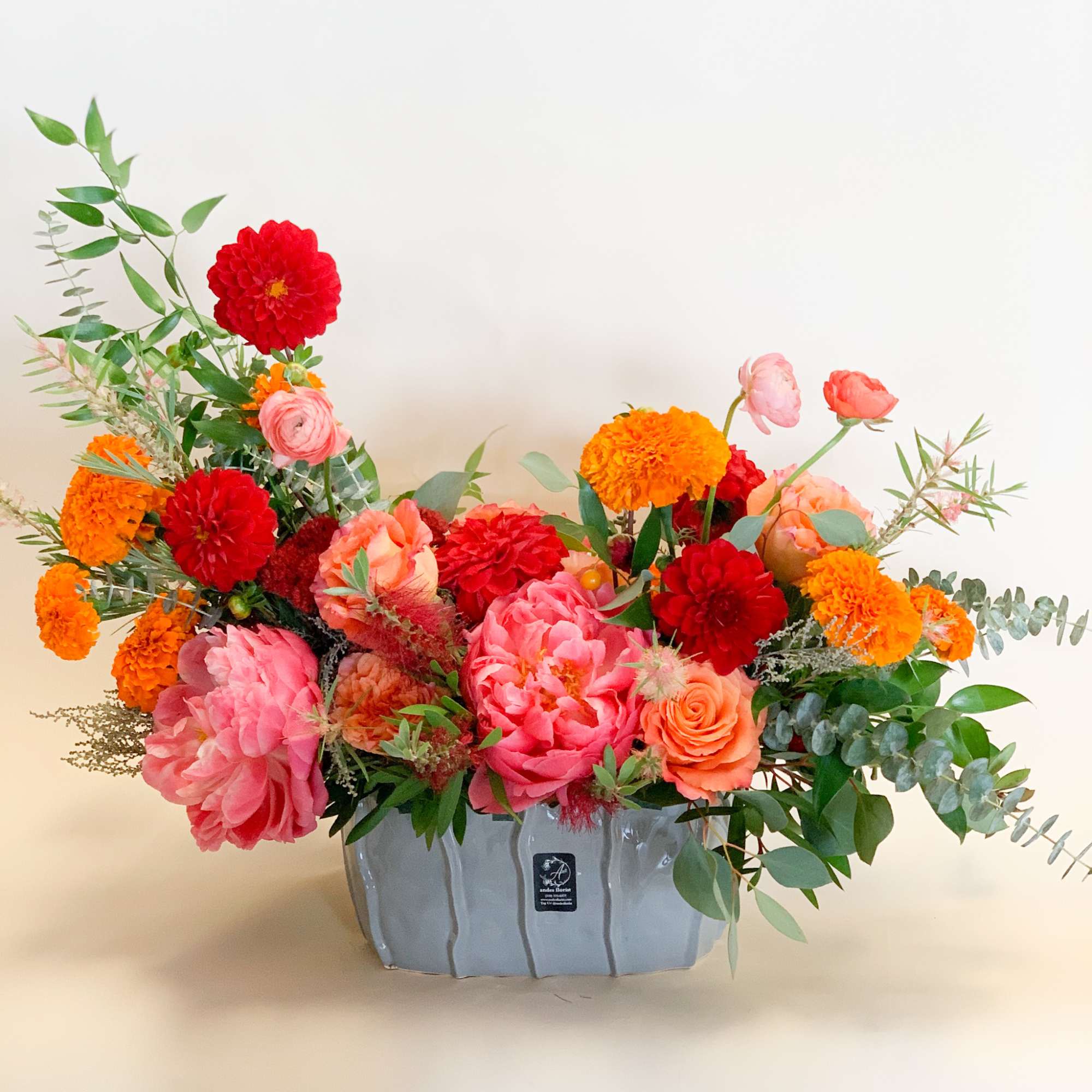 This lush, variegated abundance of high-end blooms, (subject to seasonal availability), peonies