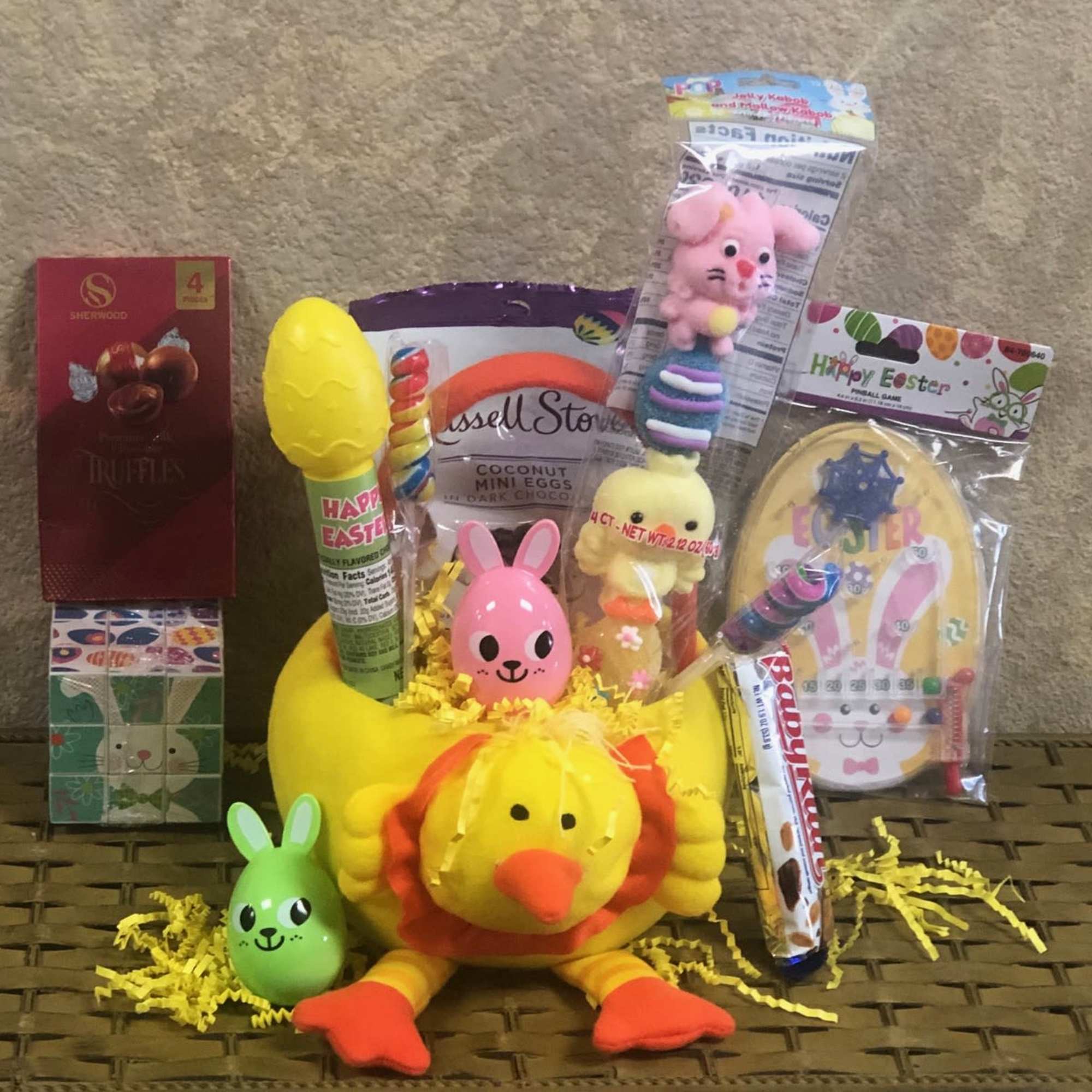 Easter candy and toys in a cute fabric Easter-themed basket. Please specify, photo 2 of 2