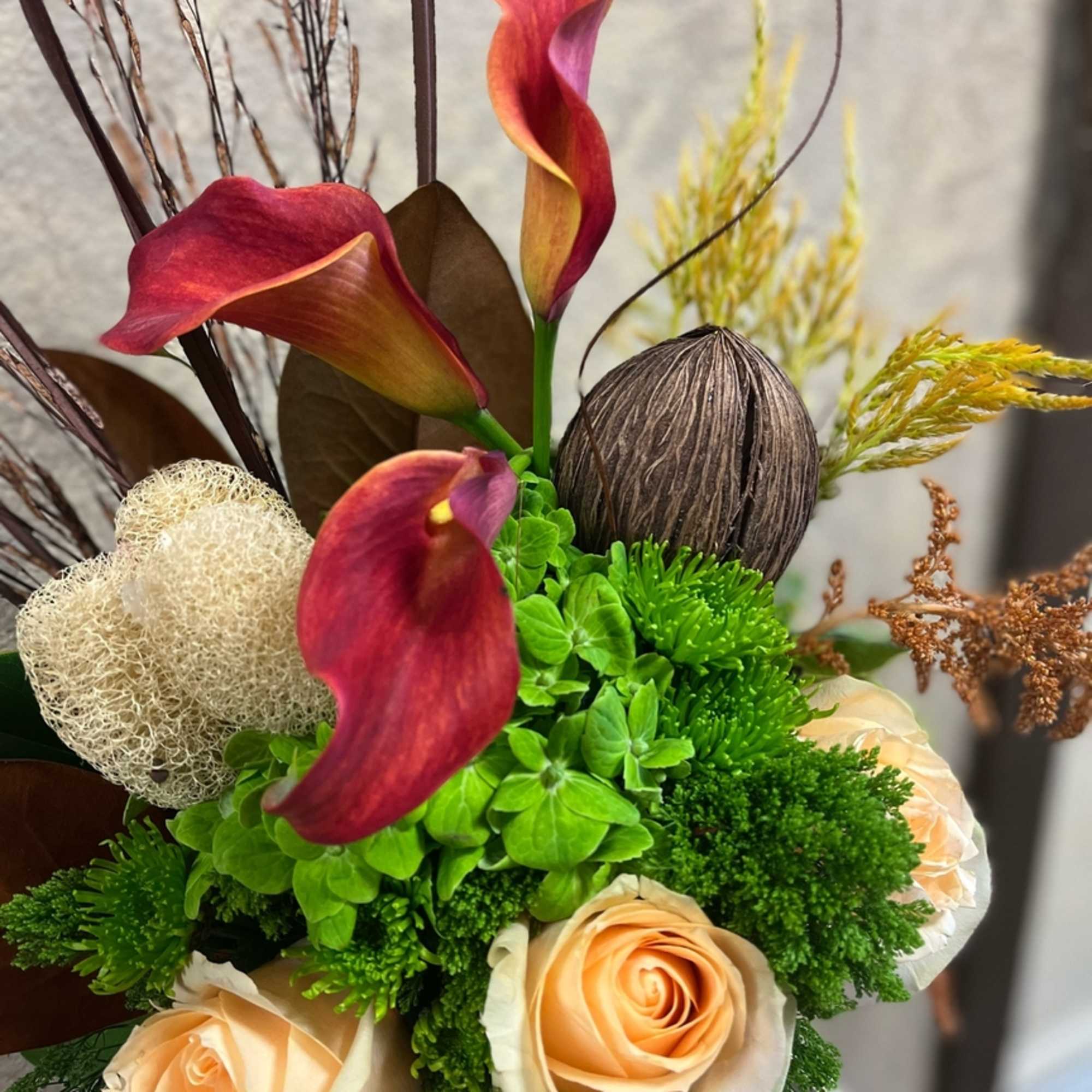 Type of Flowers: Calla Lilies, Hydrangeas, Roses, Branches, Sorghum, and more in, photo 2 of 3
