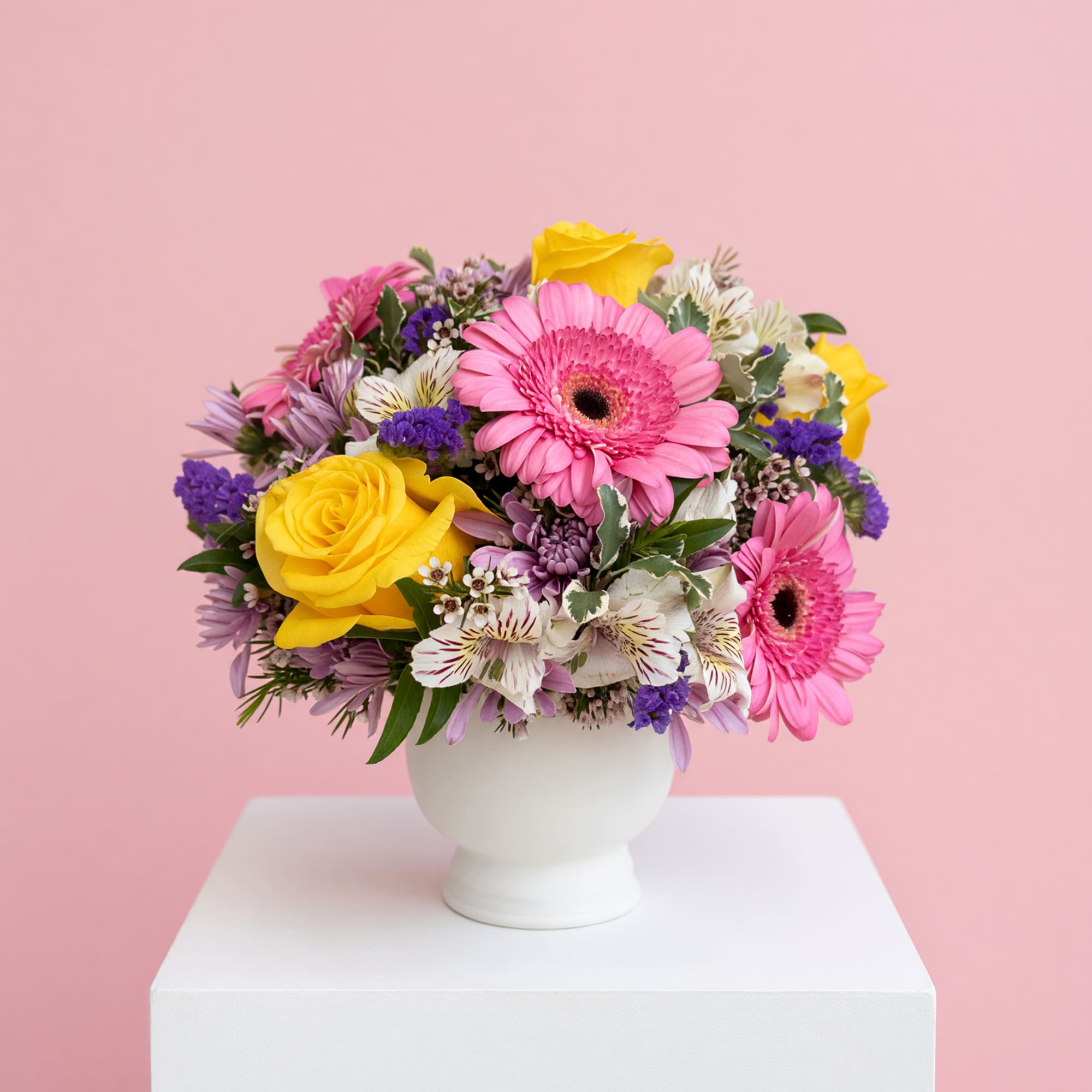 This cheerful Mother's Day arrangement features a lovely mix of soft pink, photo 2 of 2