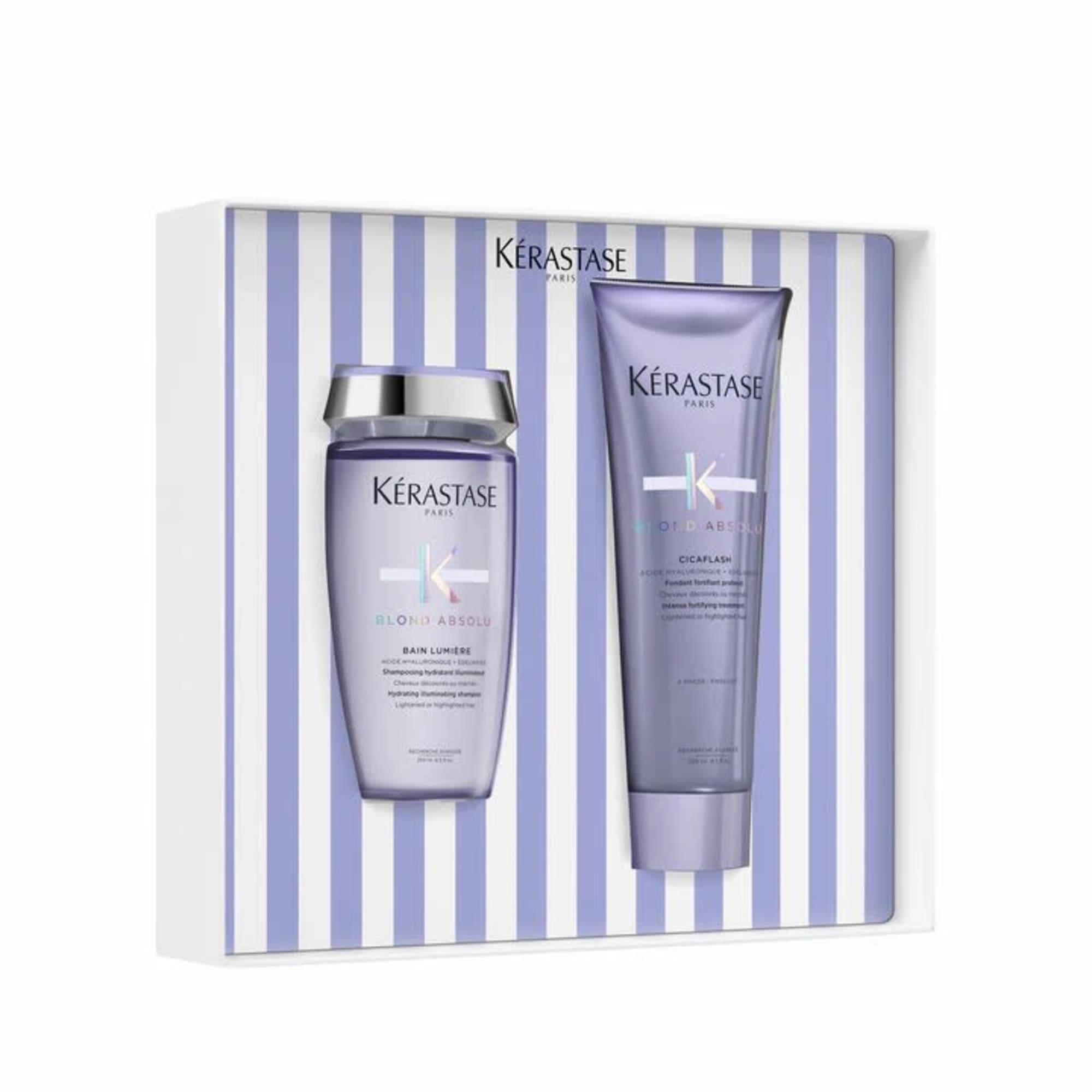 Kerastase hair care gift set in a striped box