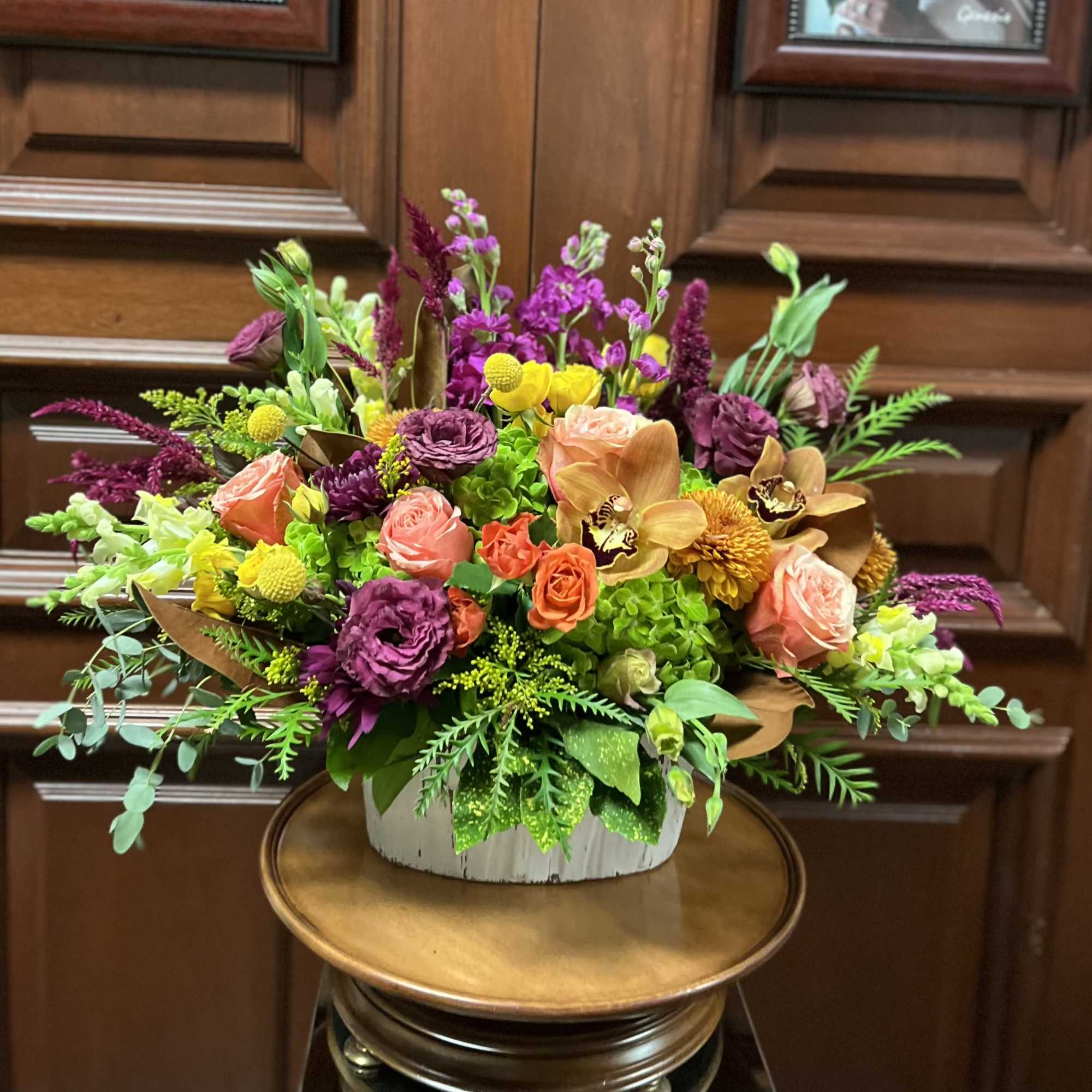Recipe: Snapdragons, Roses, Lisanthus, Hydrangaes, Stock, Mums, Spray Roses, Cymbidium Orchids, Amaranthus