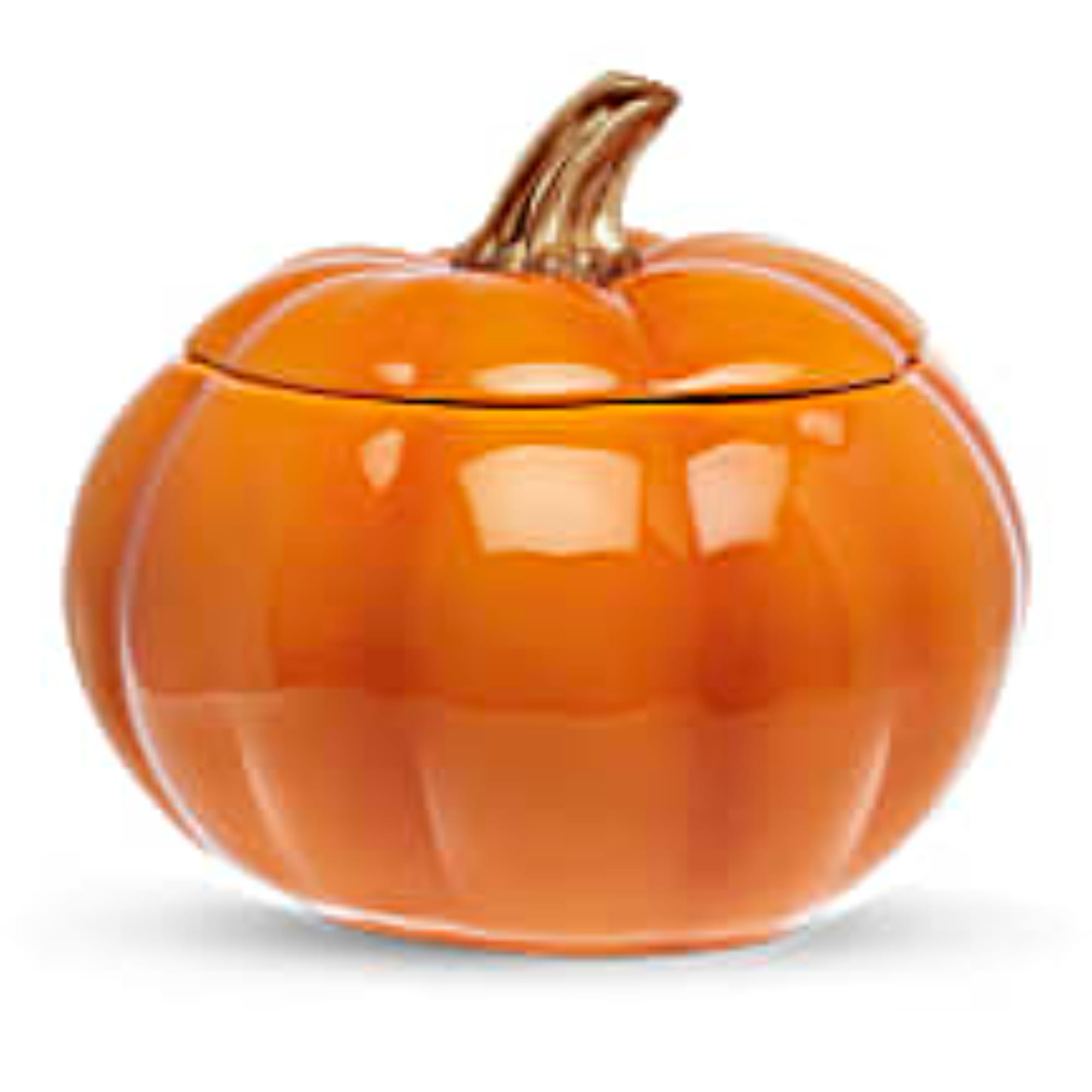 Orange pumpkin-shaped glass container with a lid