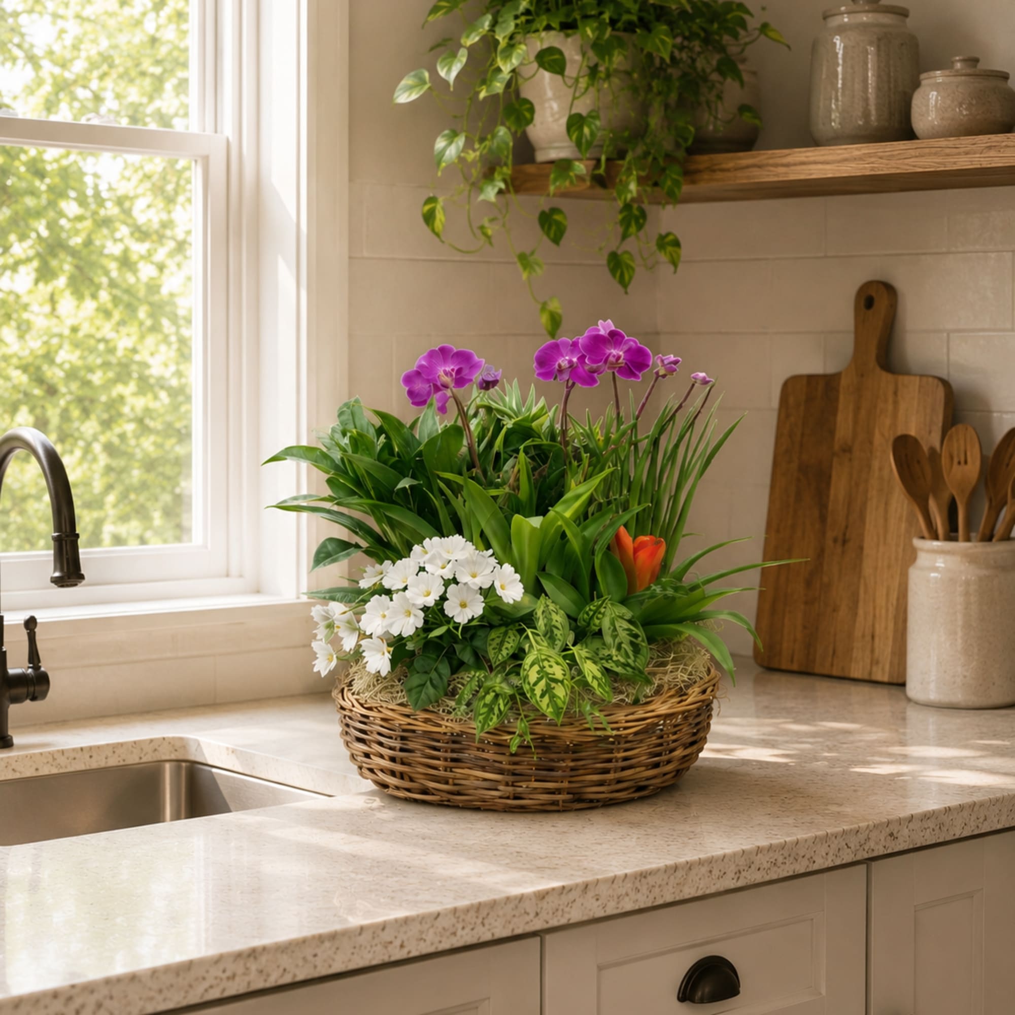 Give lasting beauty with a European dish garden from Kiko&rsquo;s Flower Shop.