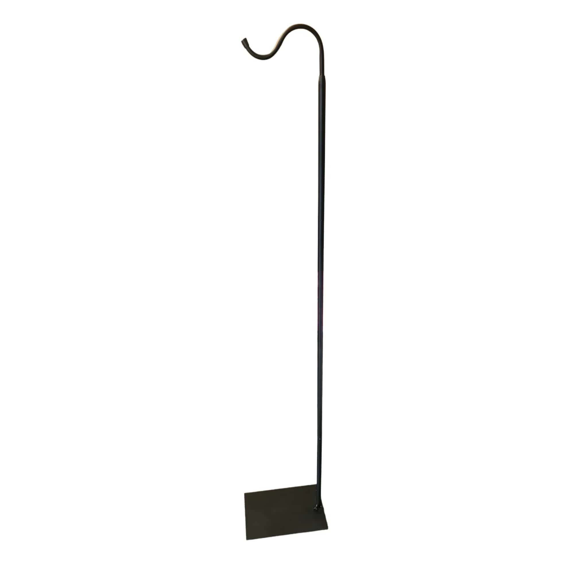 Black metal garden hook with a square base
