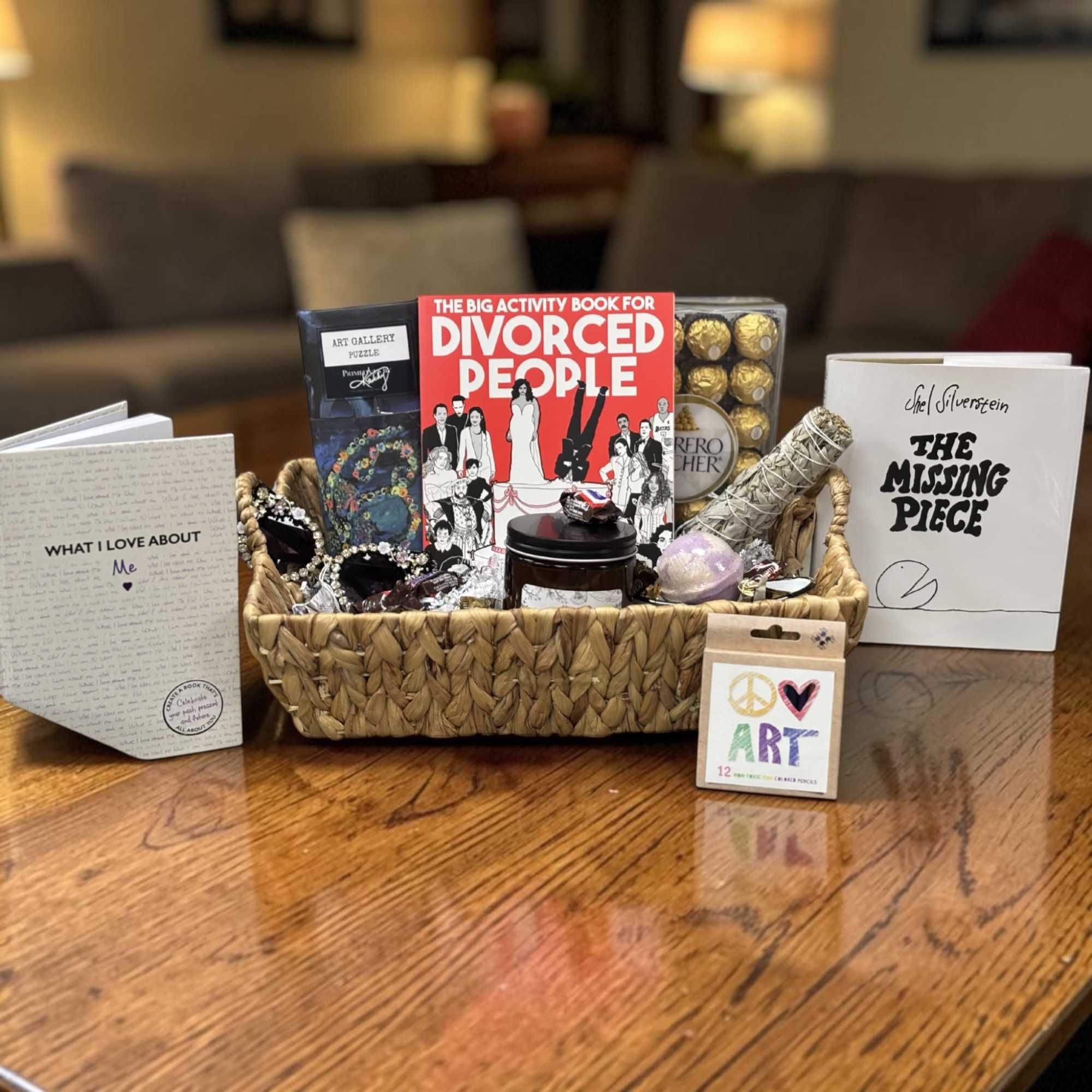 A playful, bookish gift basket that reads like a wink and a