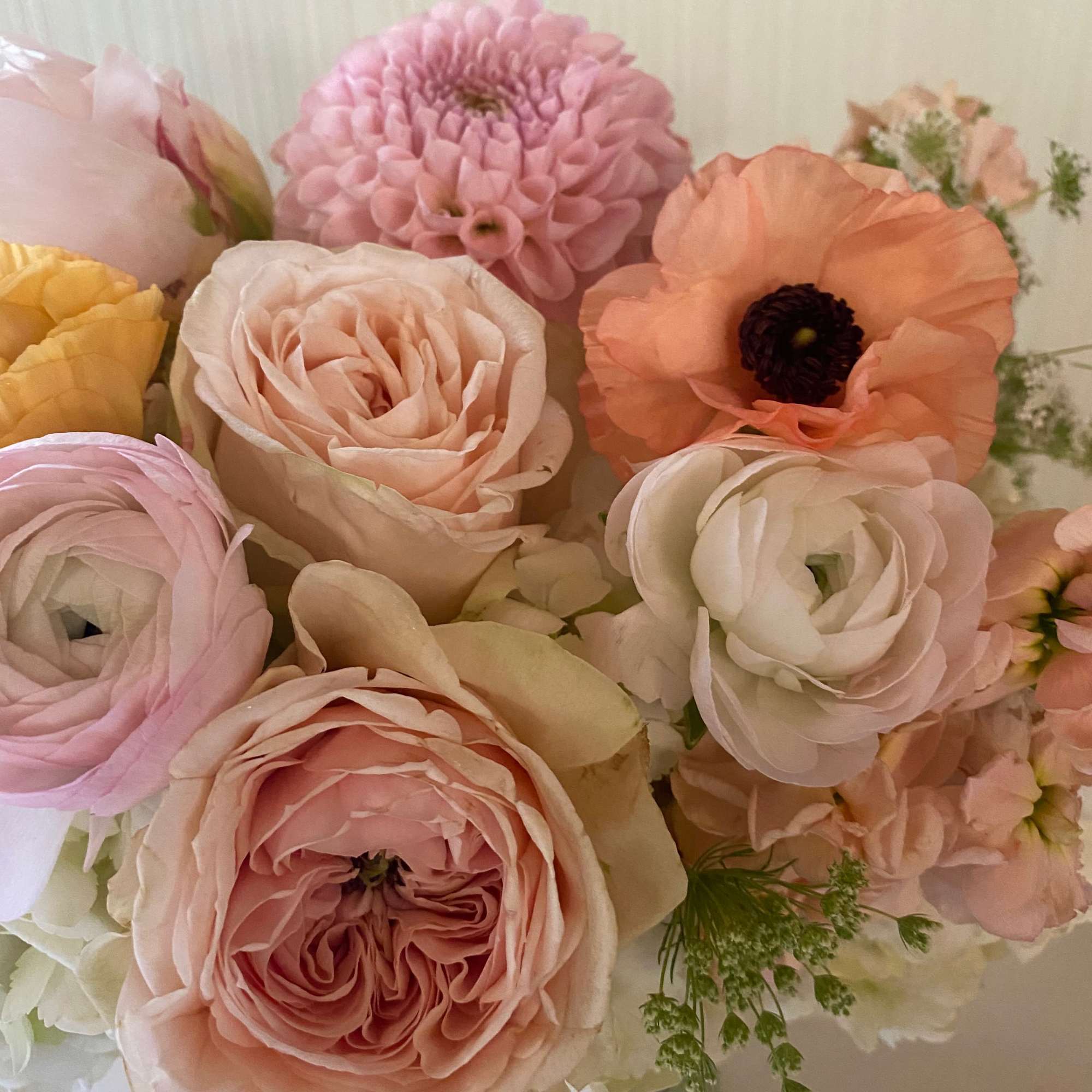 Elegant and whimsical arrangement of gorgeous pastels mixed with hints of light, photo 2 of 4