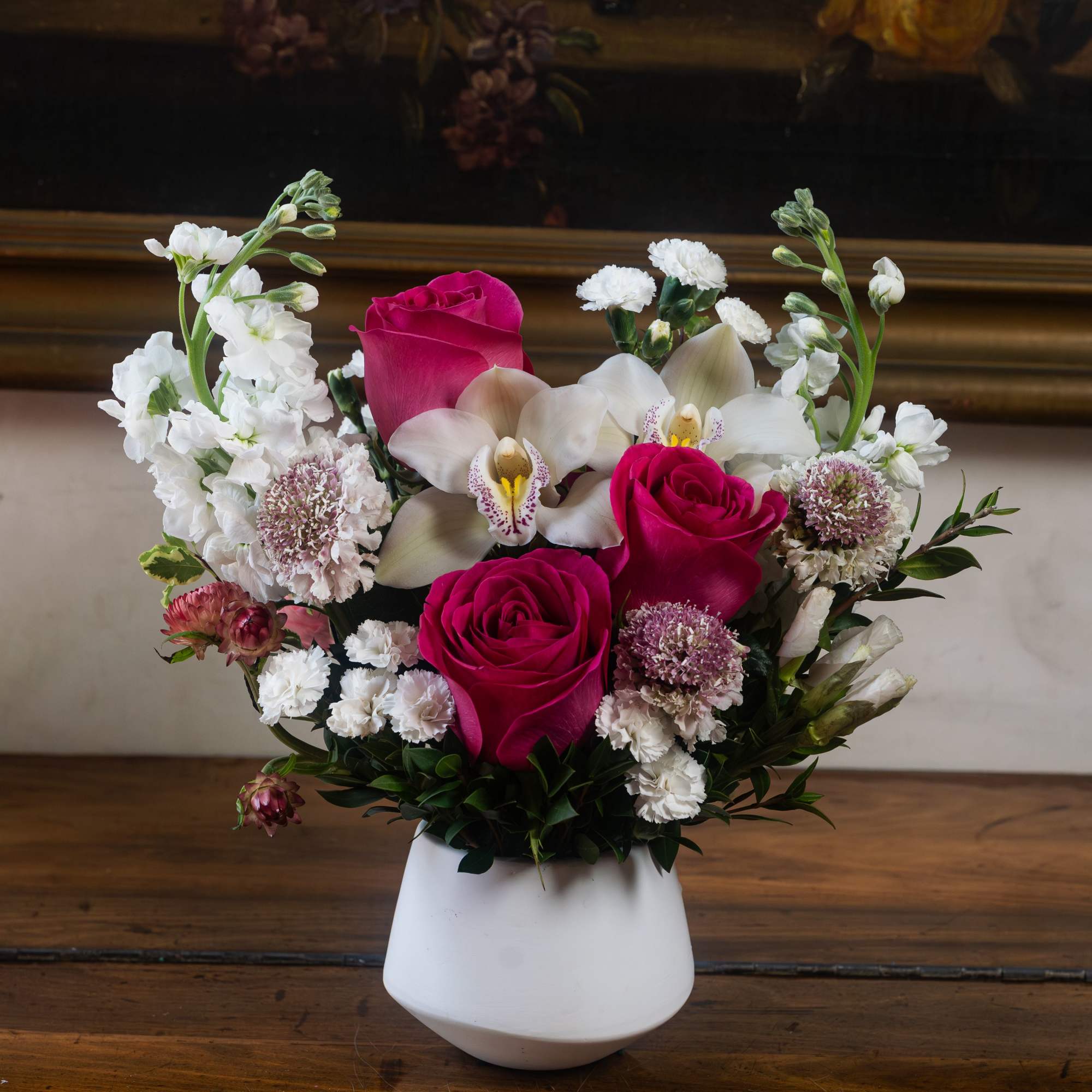 This delightful pink and white mini bouquet, designed by Venetian Flowers, is, photo 2 of 2
