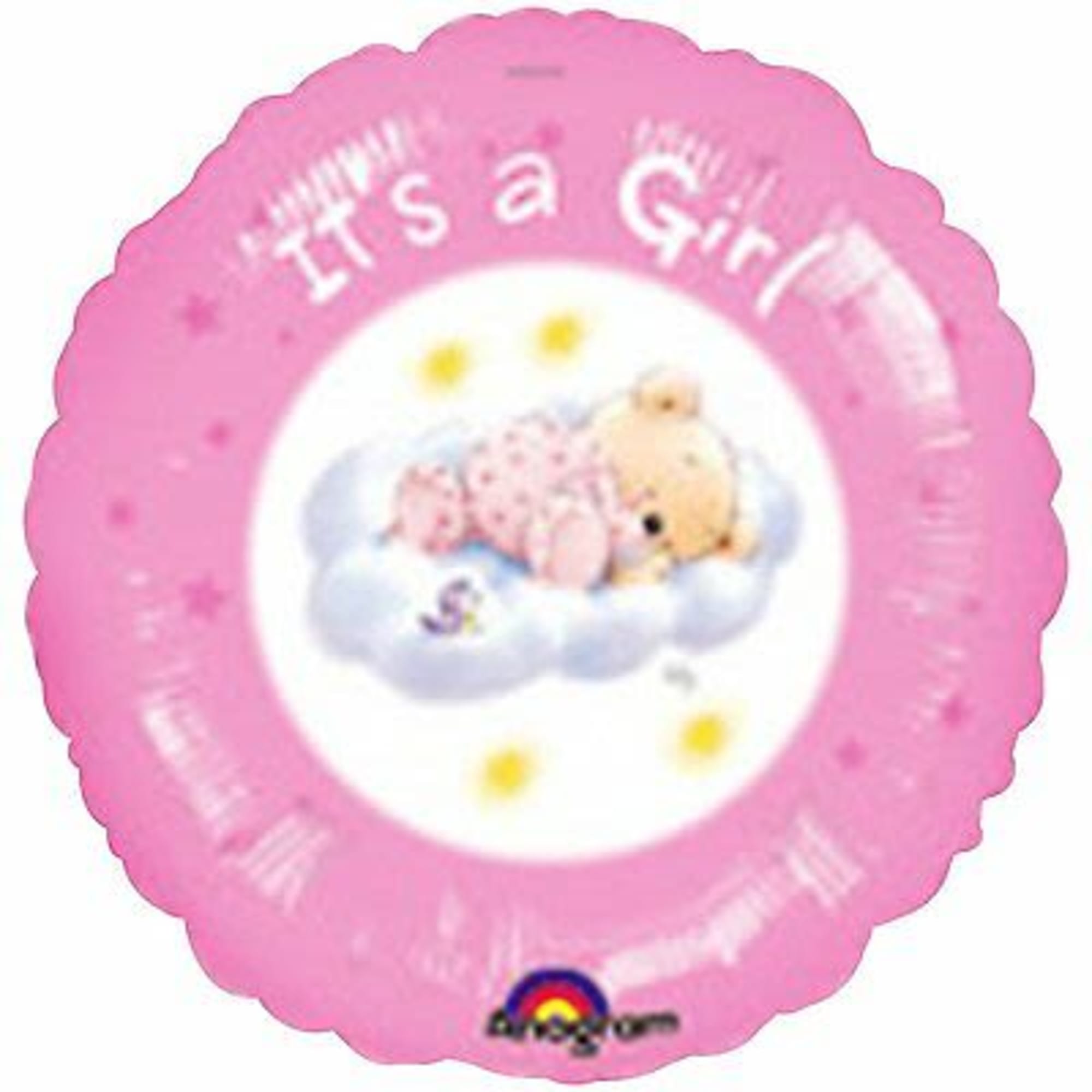 Pink balloon with a baby bear and the words "It's a Girl"