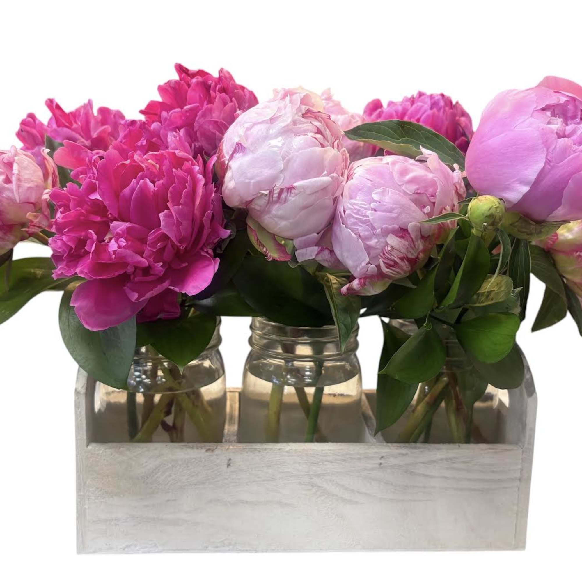 A lush cluster of layered peonies in shades of pink, magenta, pale, photo 2 of 2