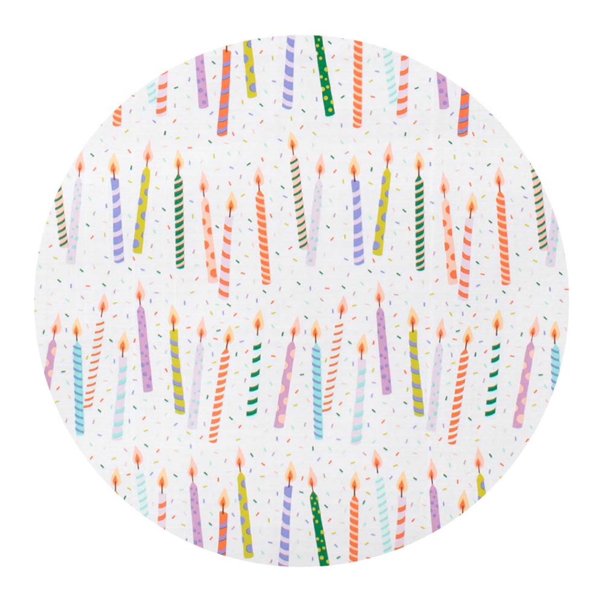 Round plate with colorful birthday candle pattern
