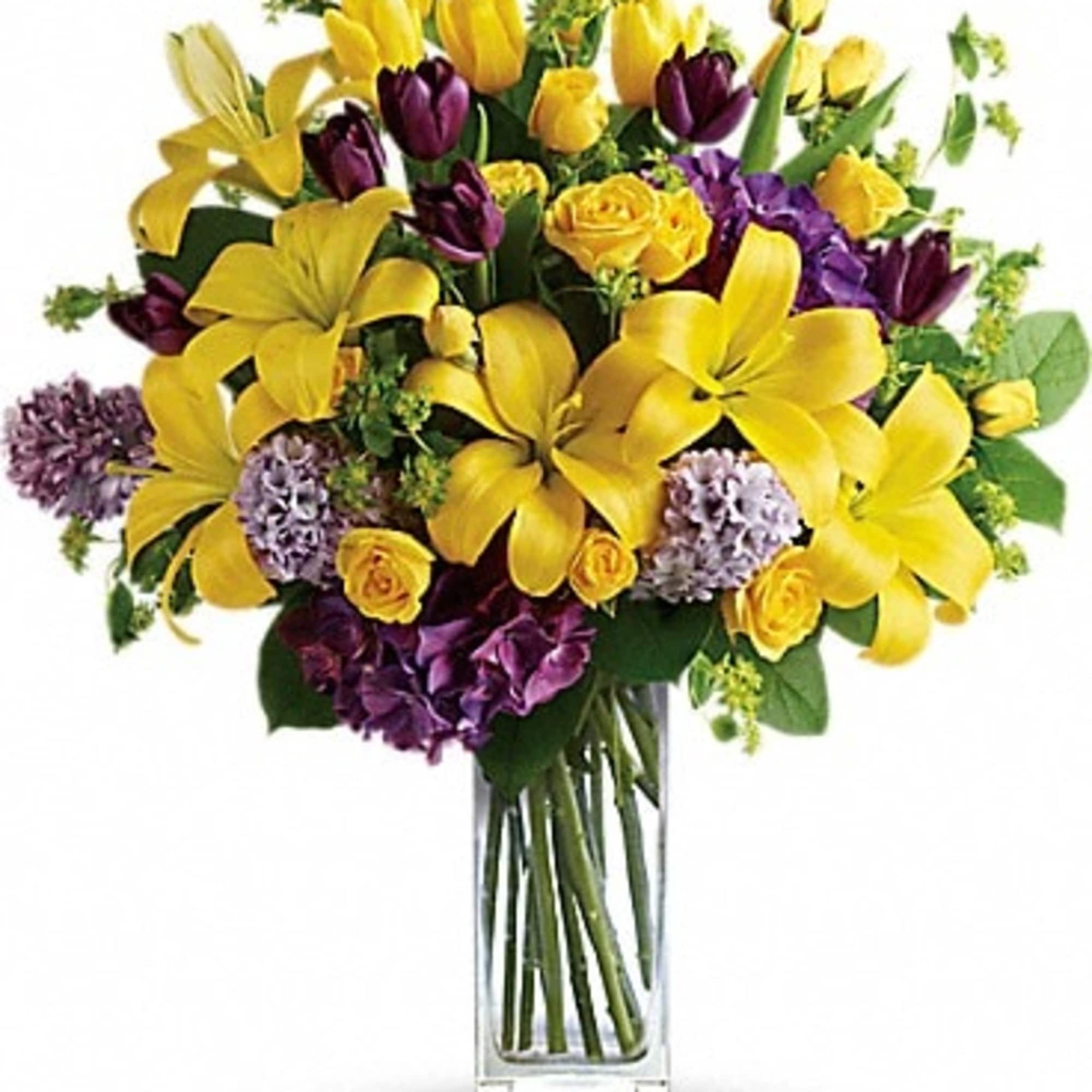 As beautiful as the beginning of spring, this brilliant bouquet carries the