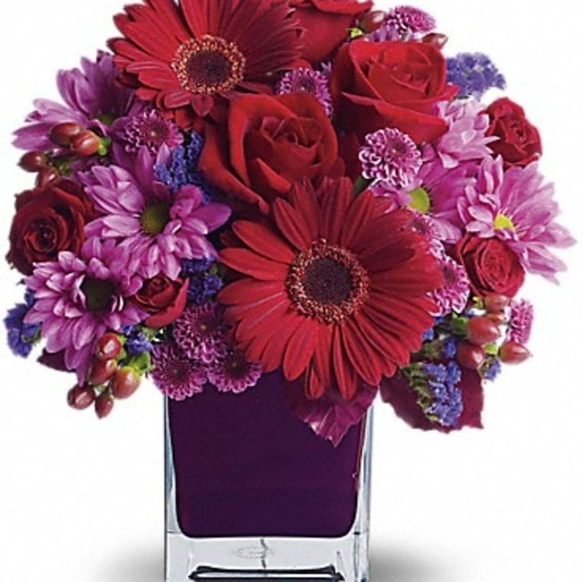 The only crying that this plum party arrangement might inspire are tears