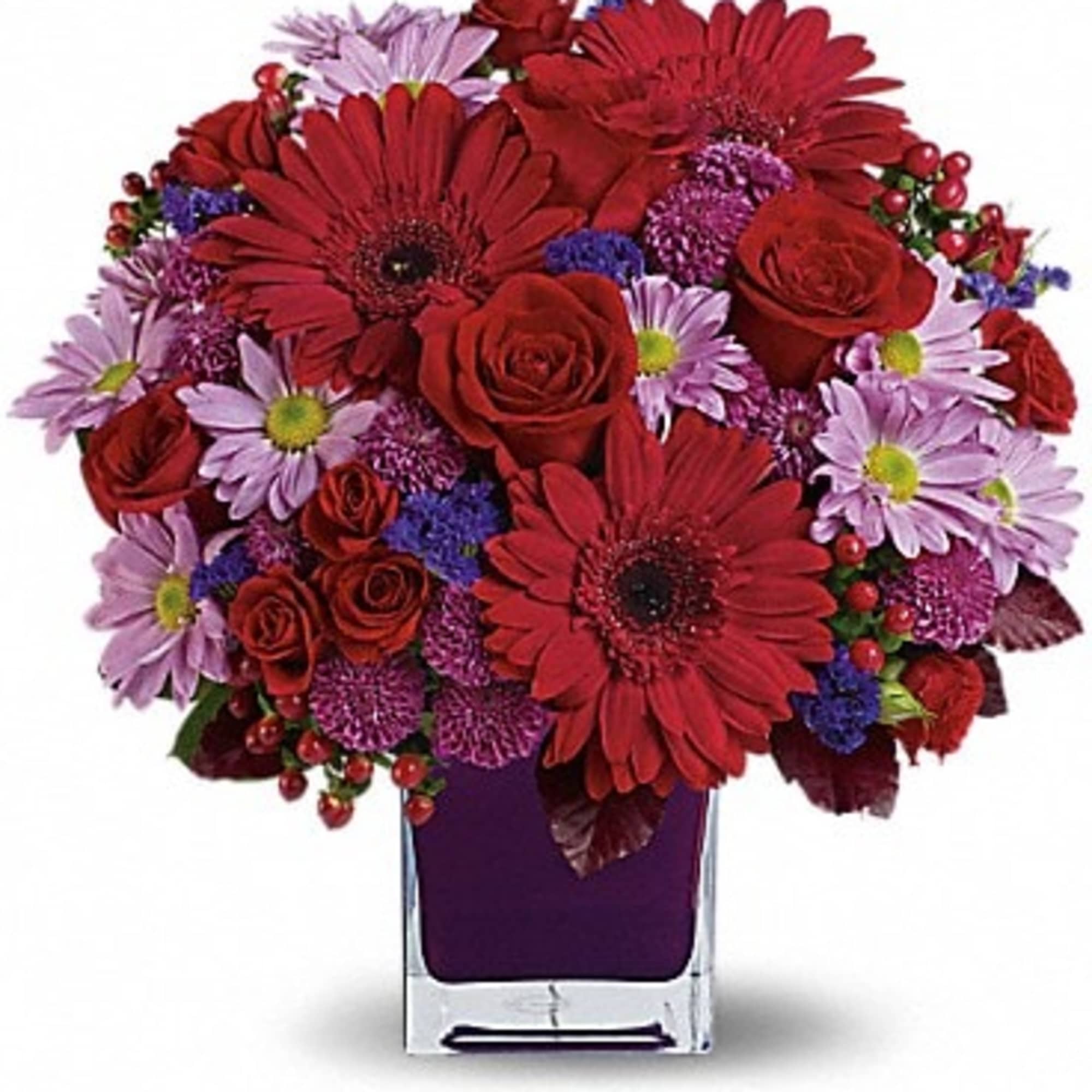 The only crying that this plum party arrangement might inspire are tears