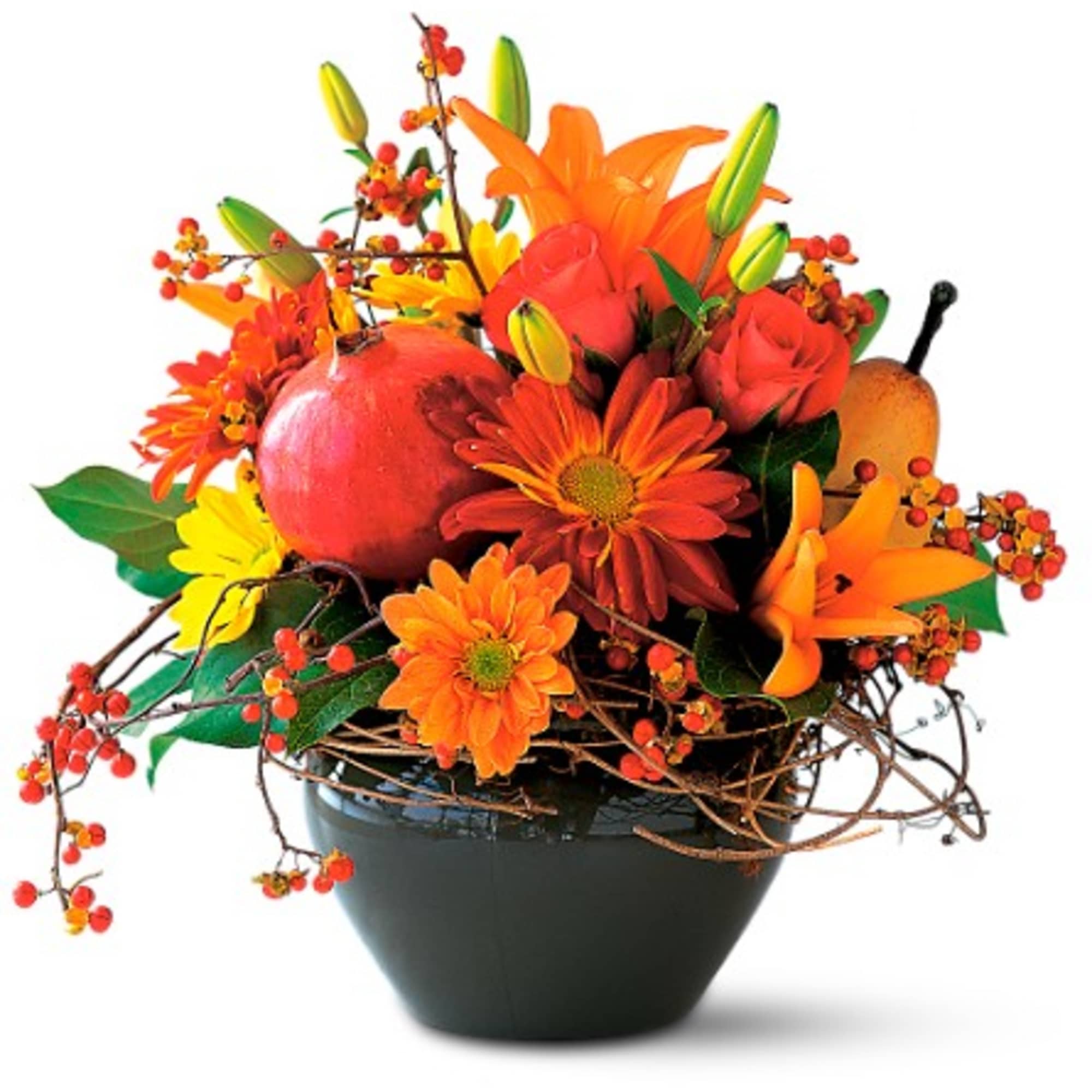 Fall Mums, Pomegranates and Pears, Lilies, and Bittersweet, photo 2 of 5