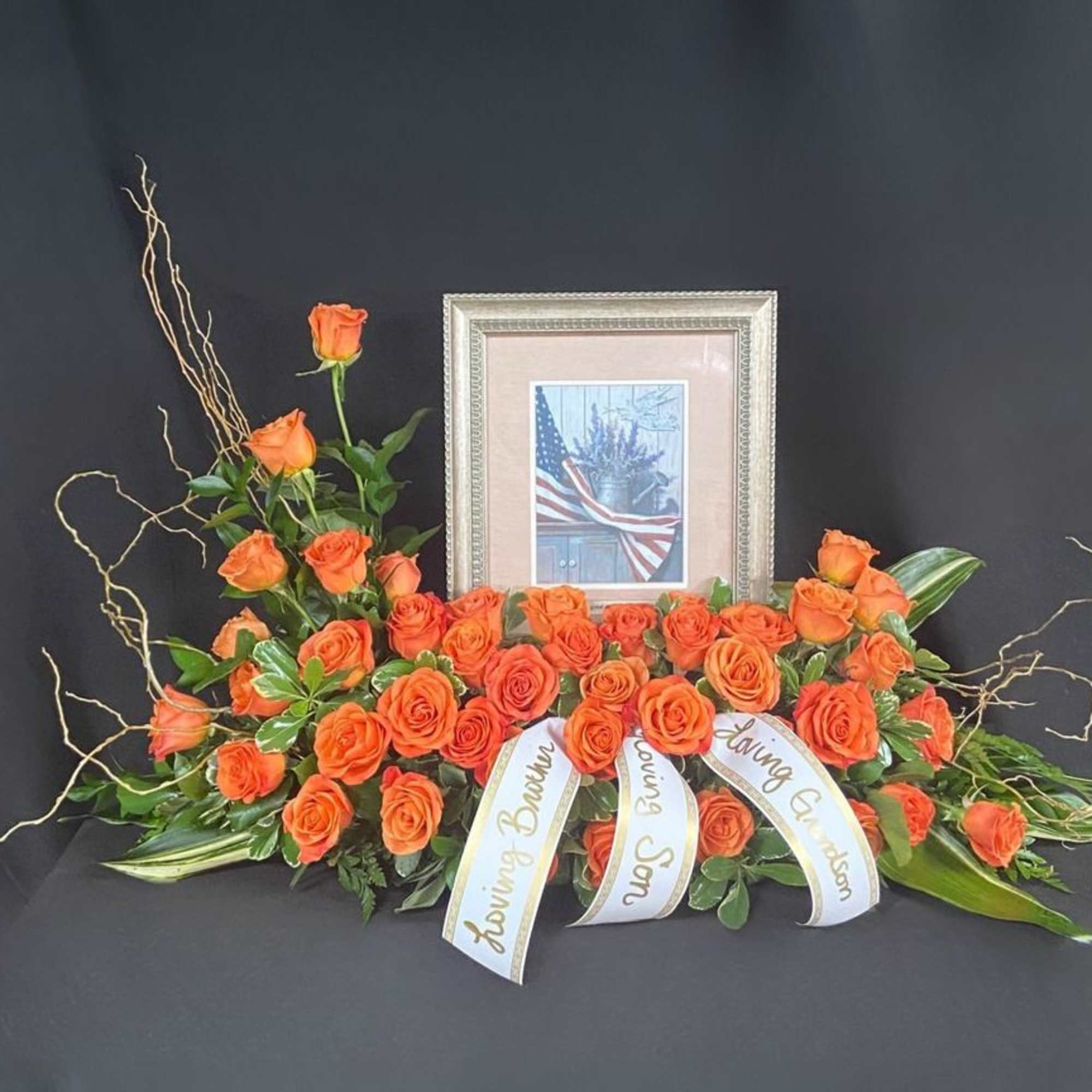 Roses of any color(s) create a beautiful accent for remembering a loved