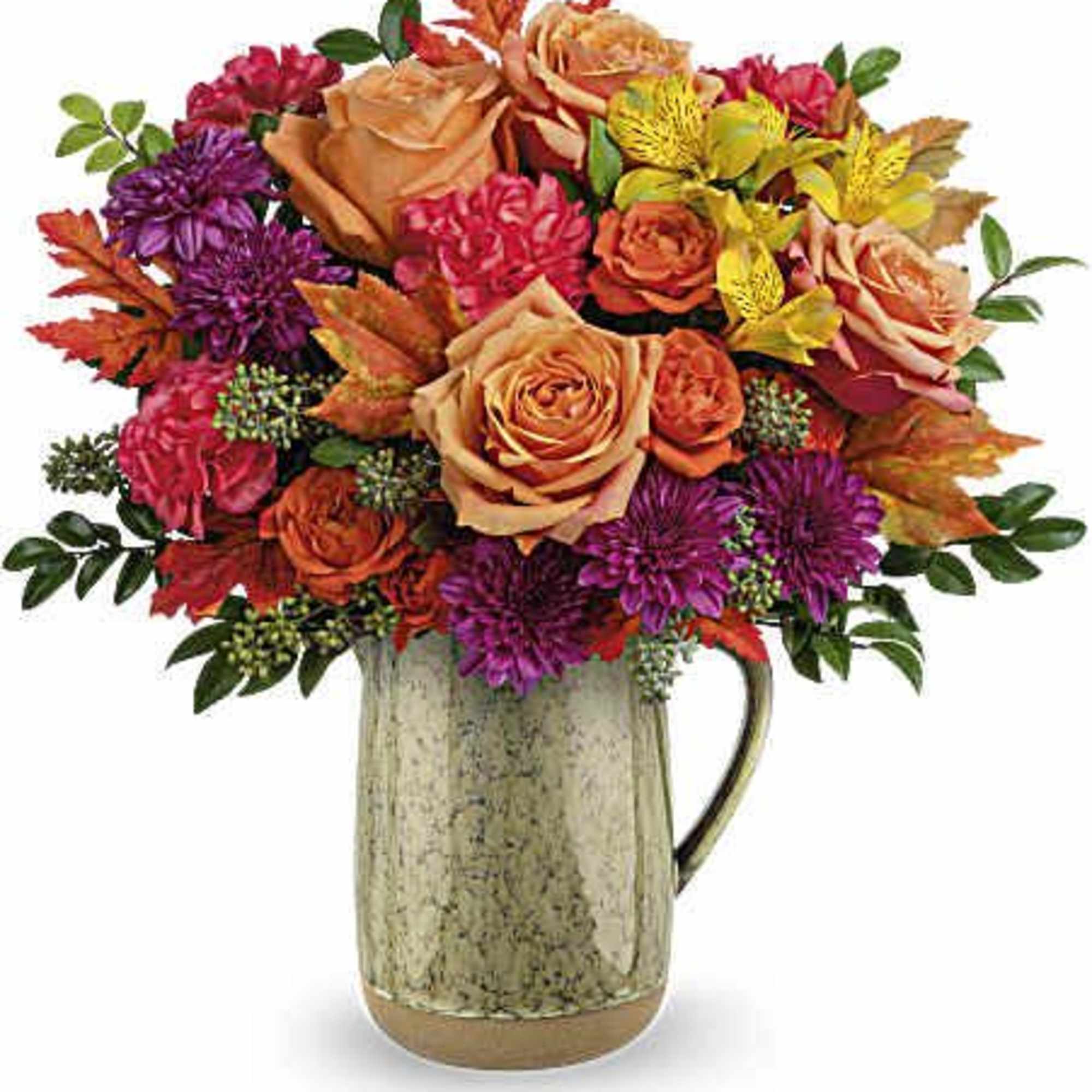 Celebrate the essence of fall with this abundant bouquet of autumnal roses