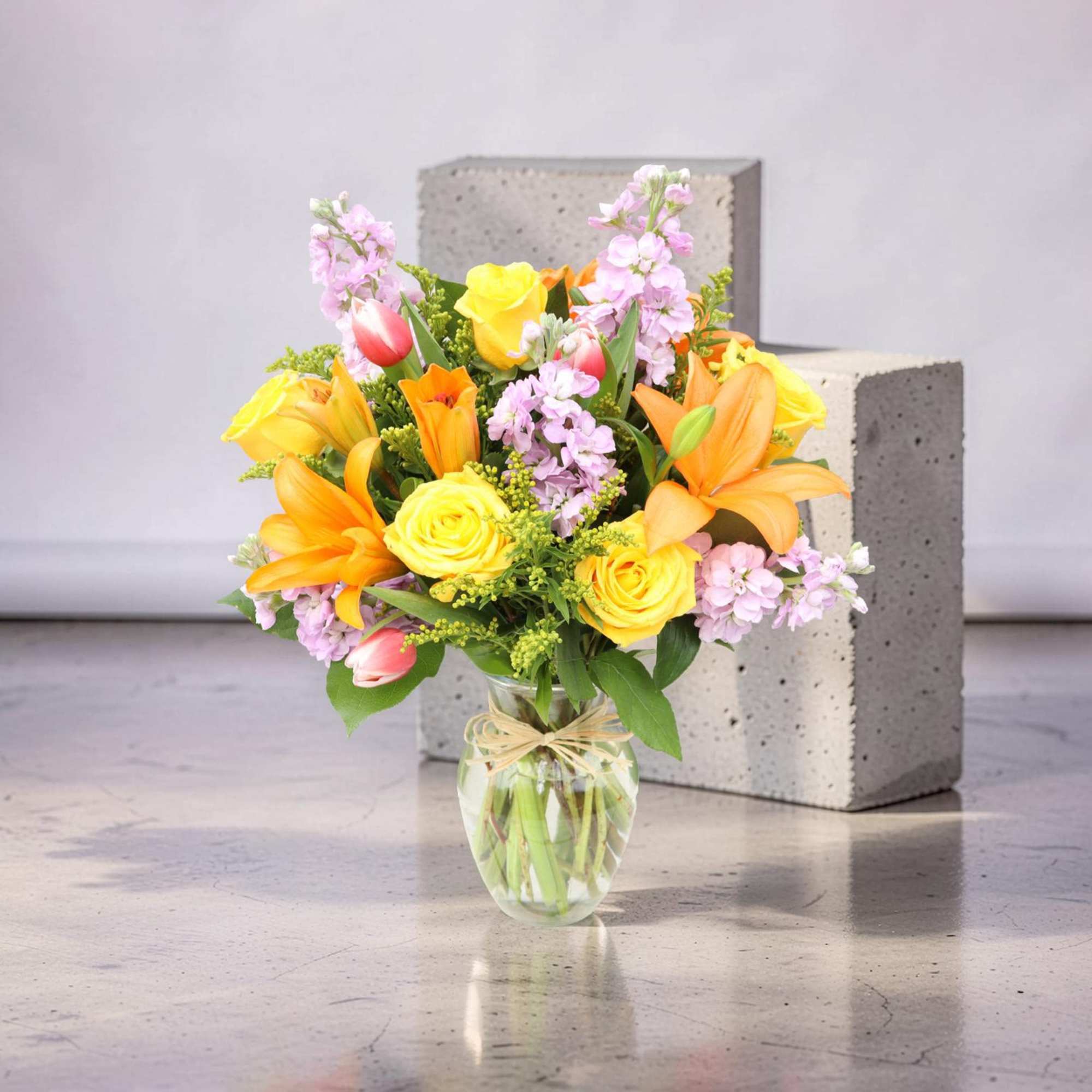 A vibrant and cheerful arrangement designed to brighten any space. Featuring radiant, photo 3 of 3