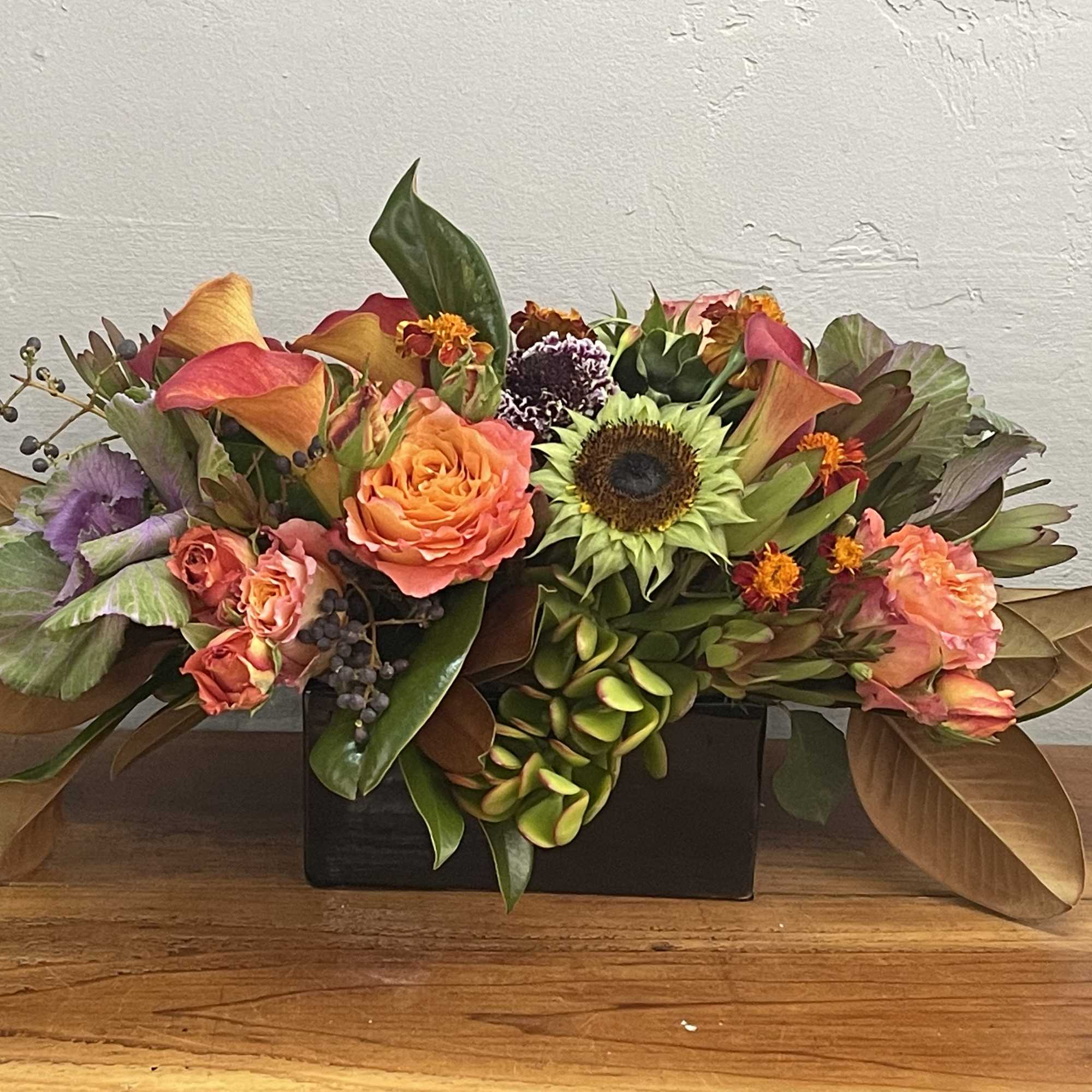 A gorgeous centerpiece with our Autumn favorites. Includes sun kissed Jade plant, photo 2 of 2