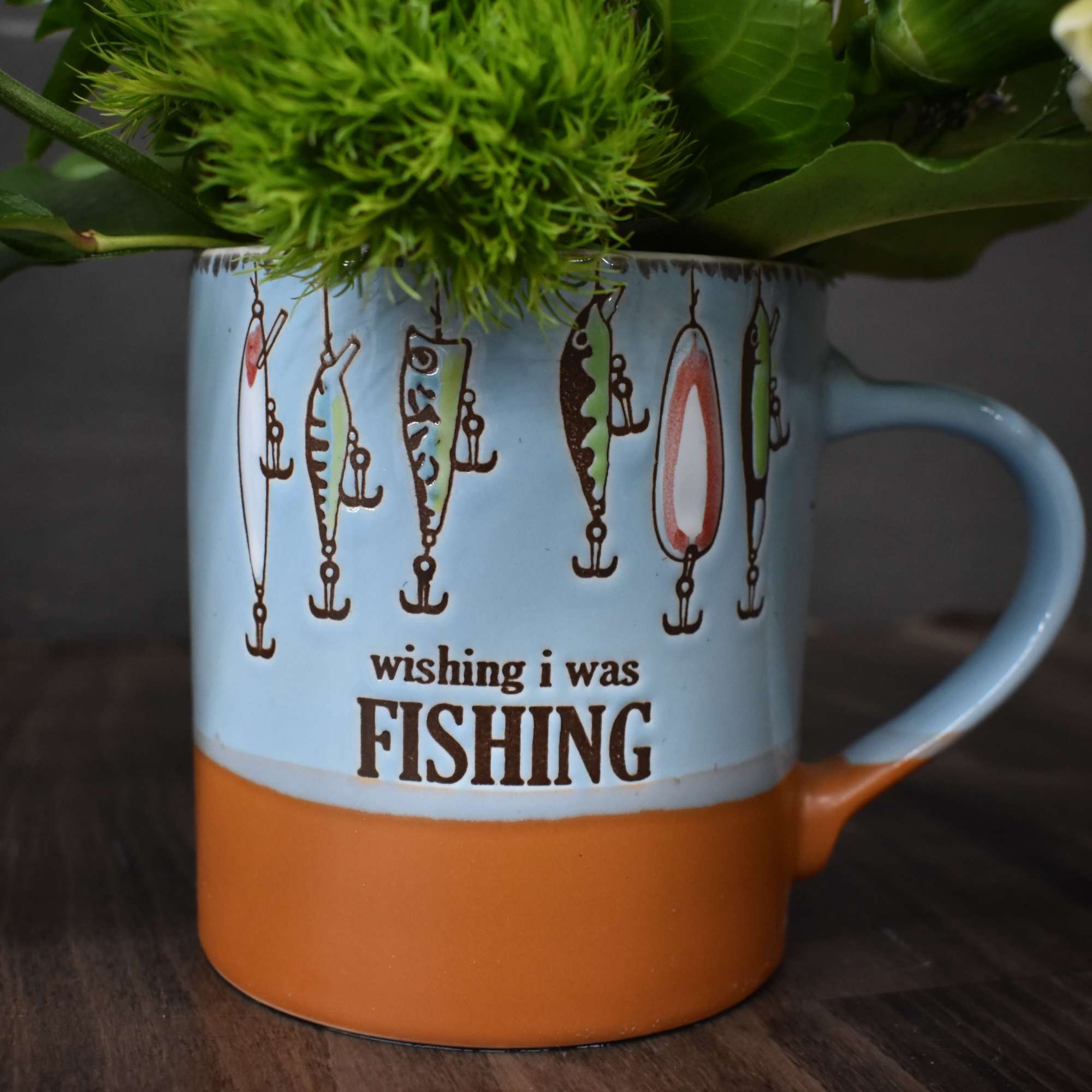 Our large coffee mugs with embossed lures on the side is filled, photo 2 of 2
