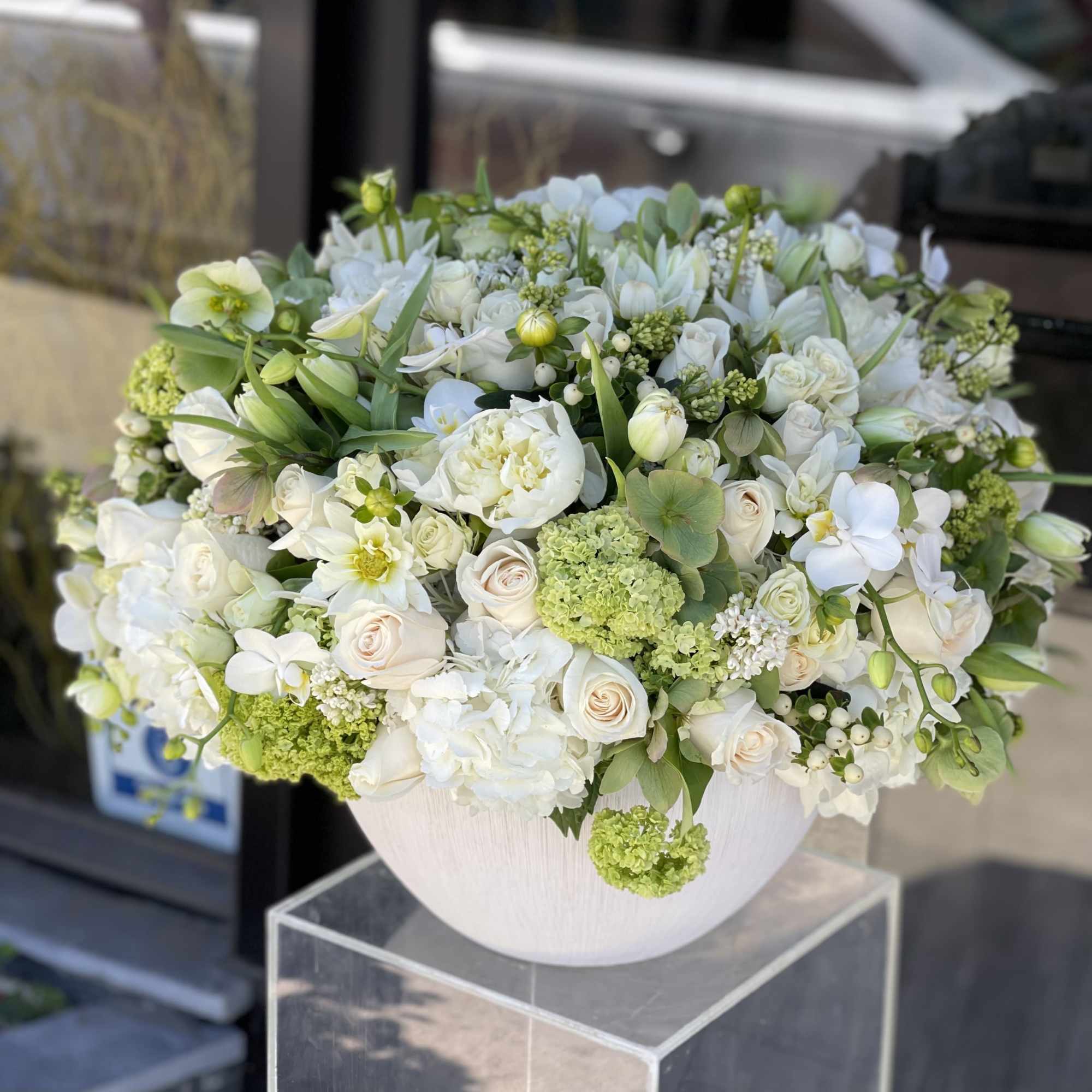 Beautiful mixed flowers in white vase., photo 2 of 2